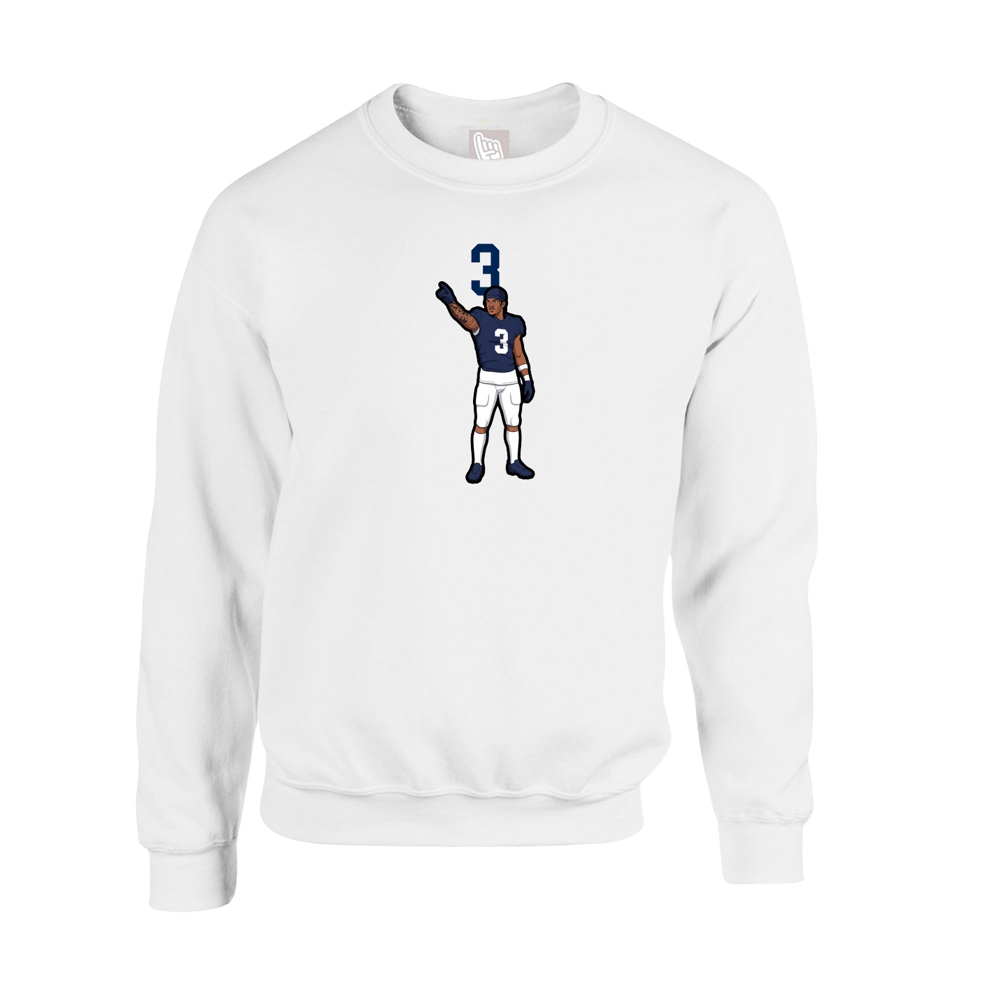 Fleece Crew — Number Top in White