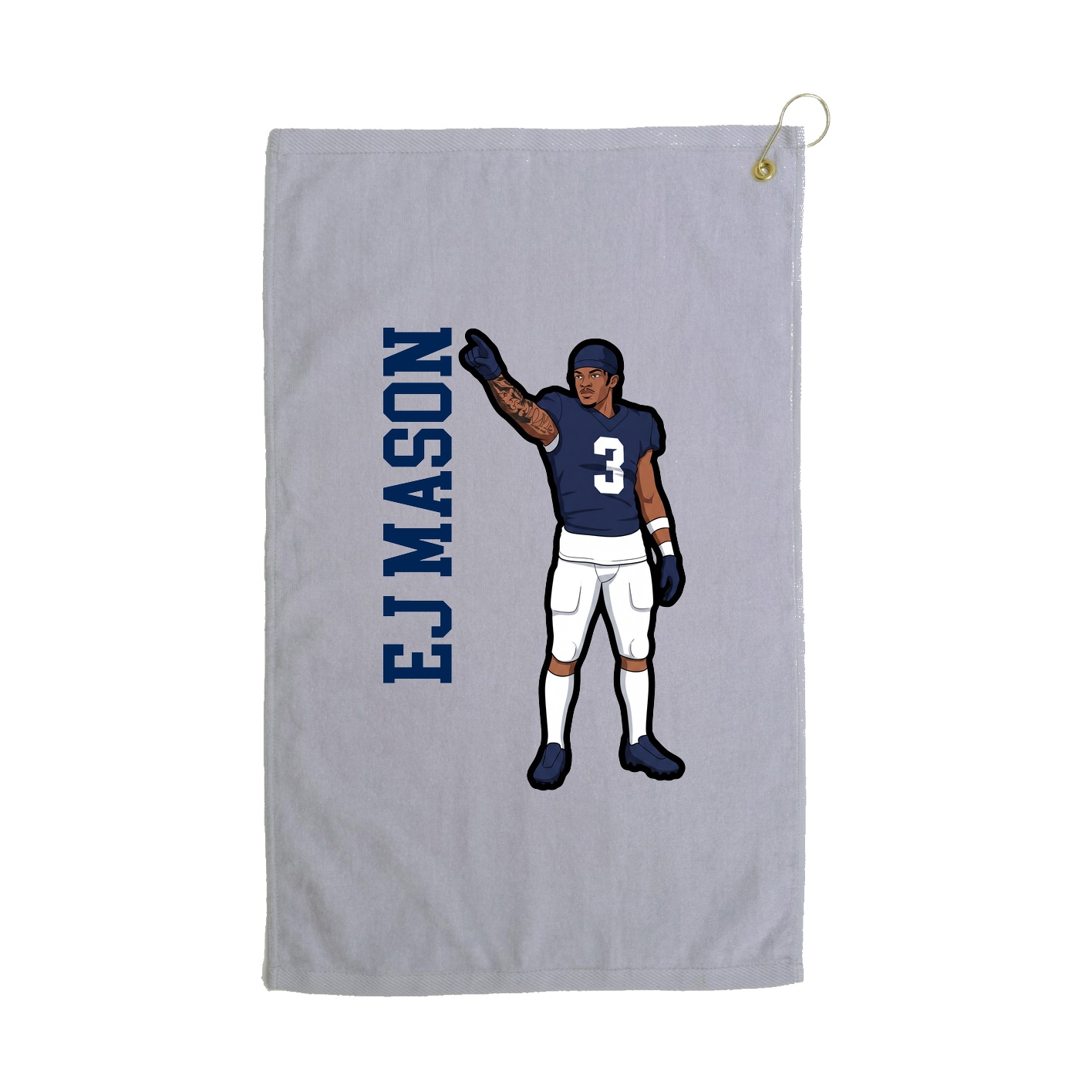 Golf Towel — Name Vertical in Grey