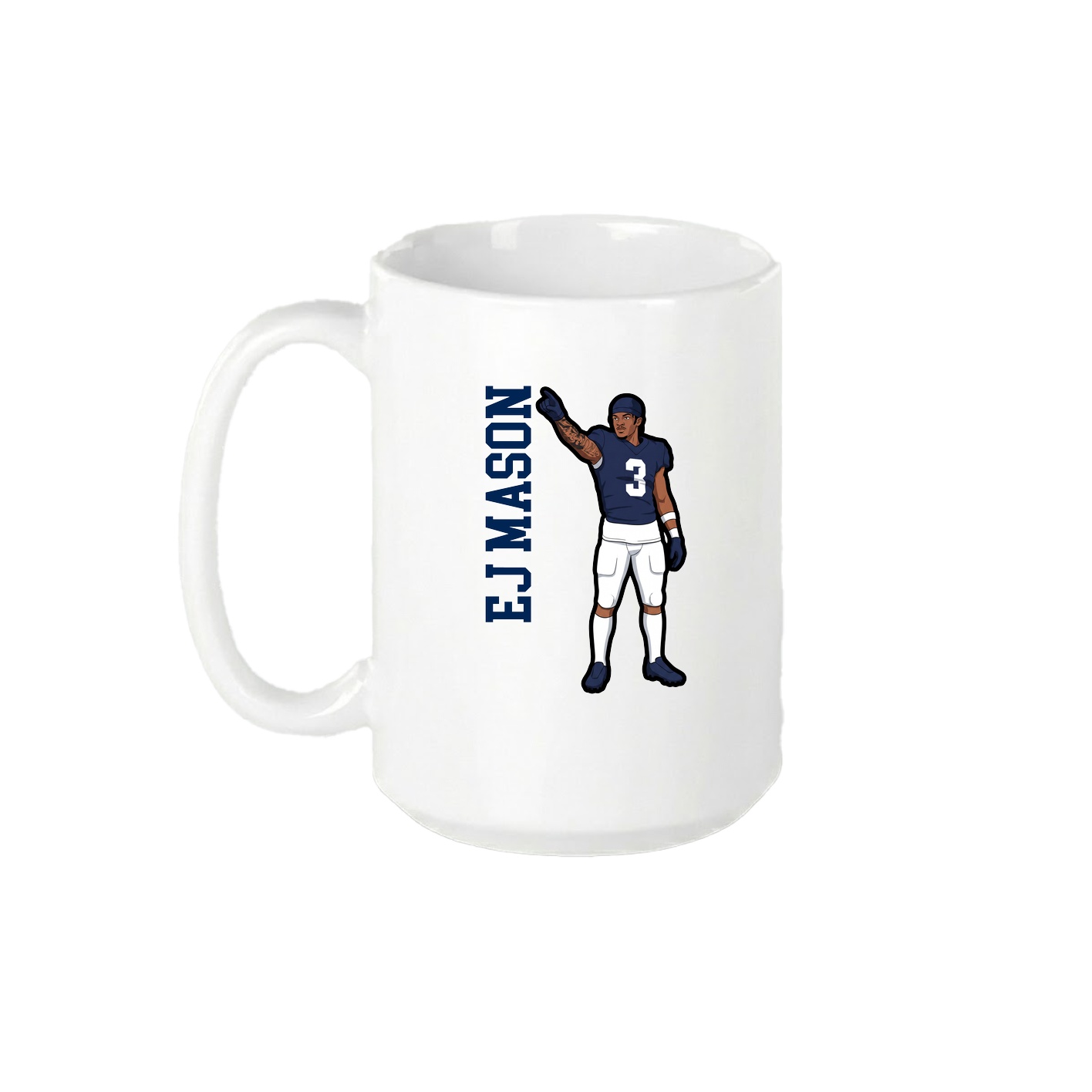 15oz Coffee Mug — Name Vertical in White