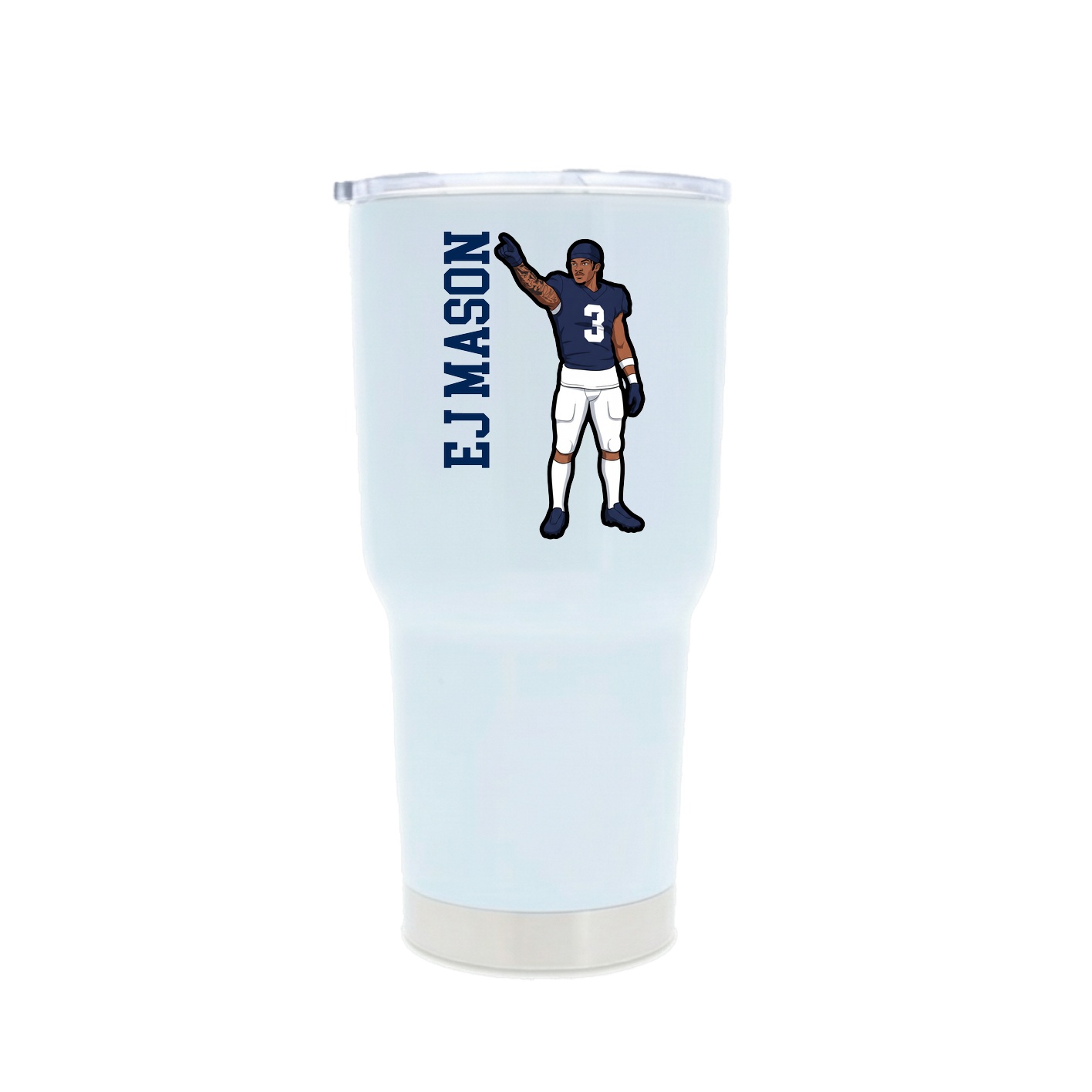 30oz Stainless Steel Tumbler — Name Vertical in White