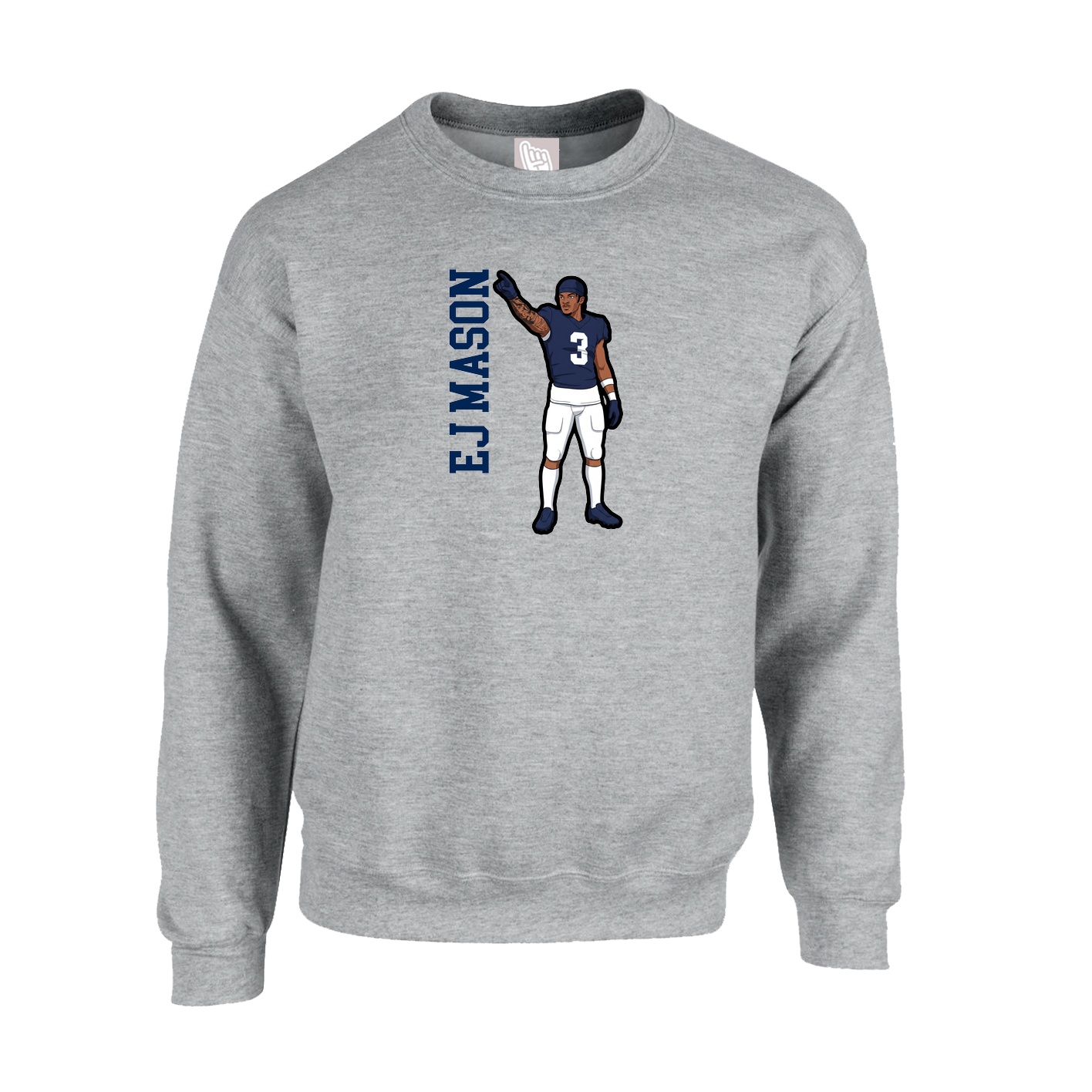 Fleece Crew — Name Vertical in Grey