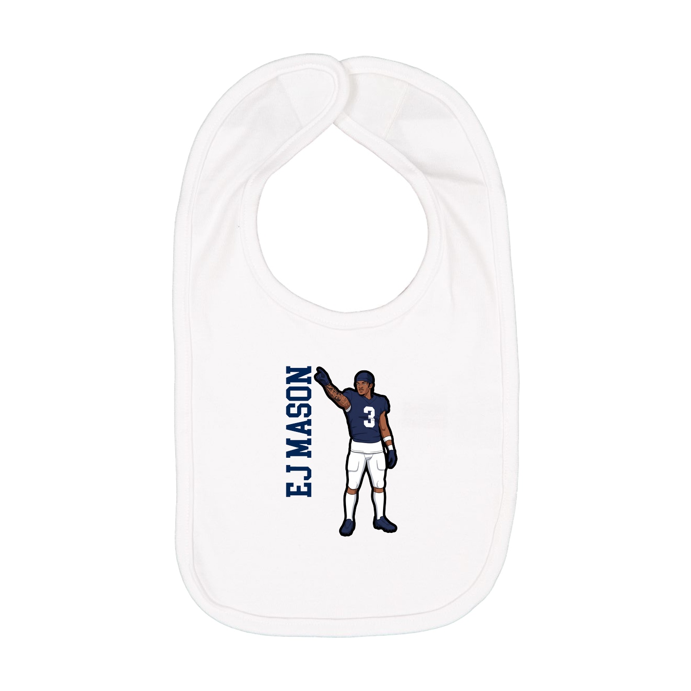 Infant Bib — Name Vertical in White