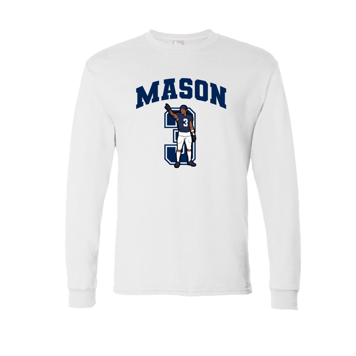 Long Sleeve Tee — Number in White