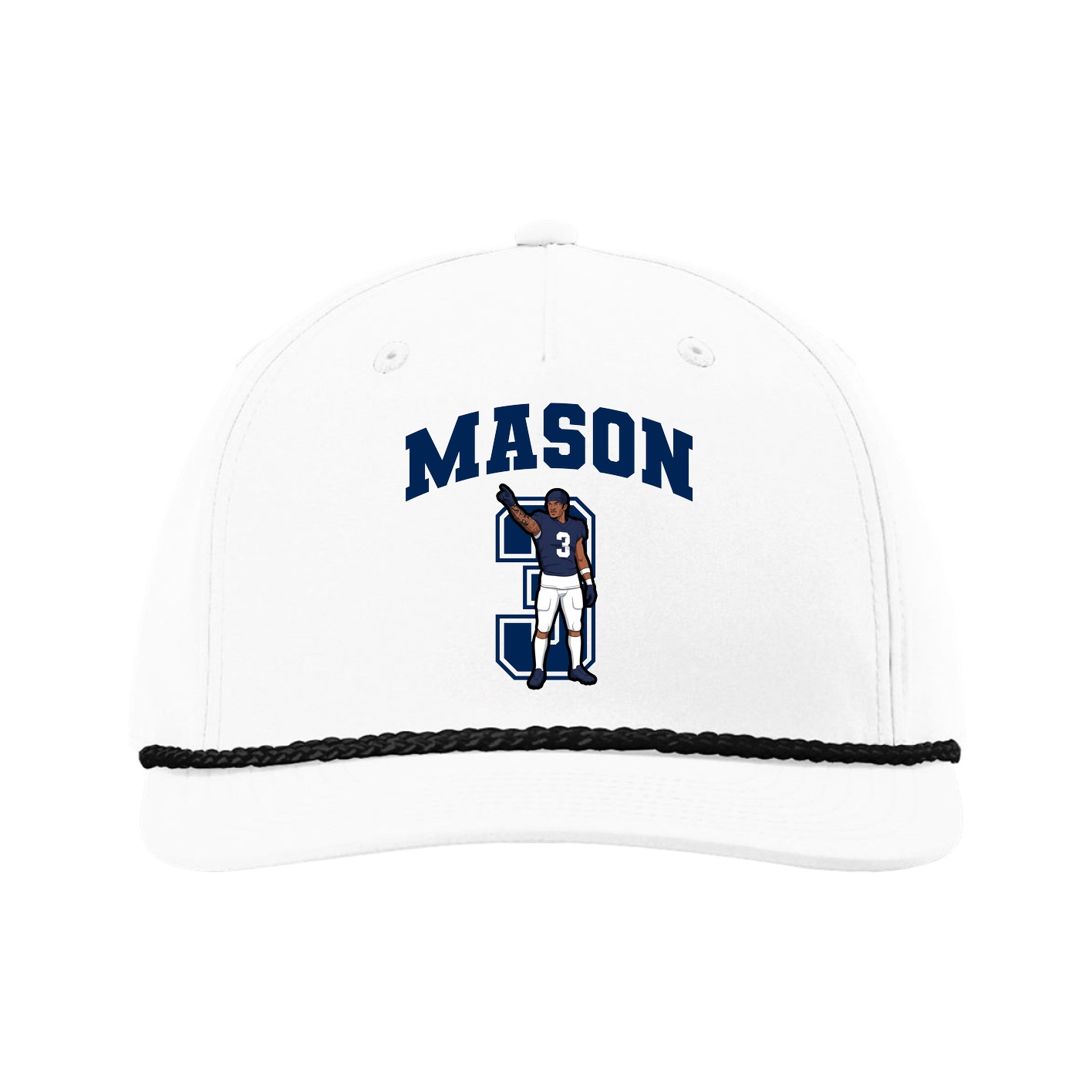 Five-Panel Classic Rope Cap — Number in White