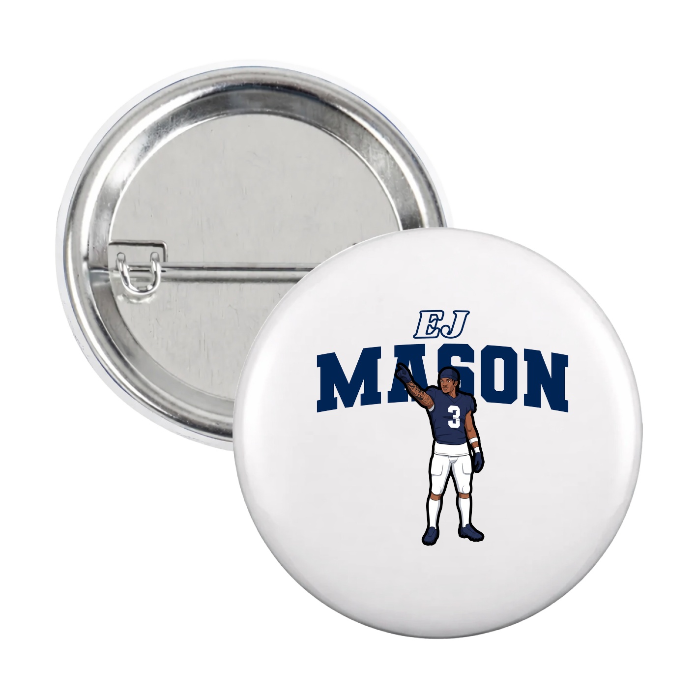Game Day Button — Name Arch in White
