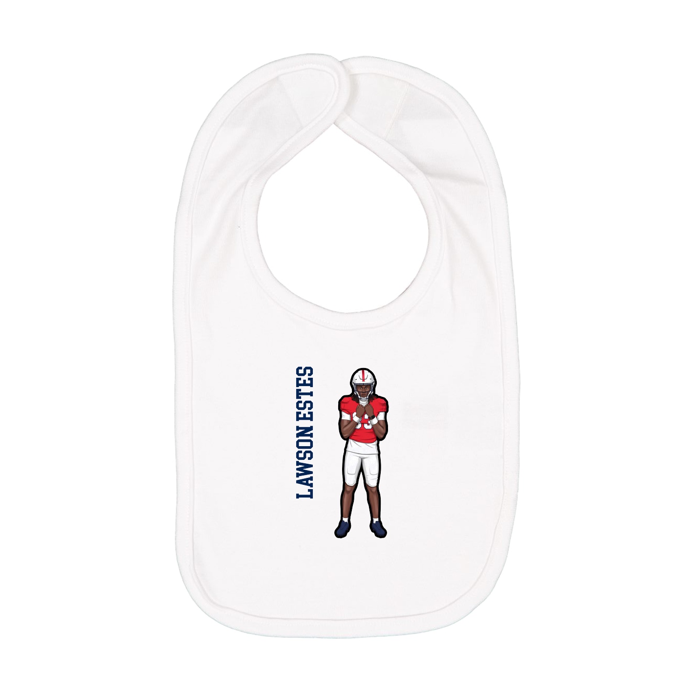 Infant Bib — Name Vertical in White