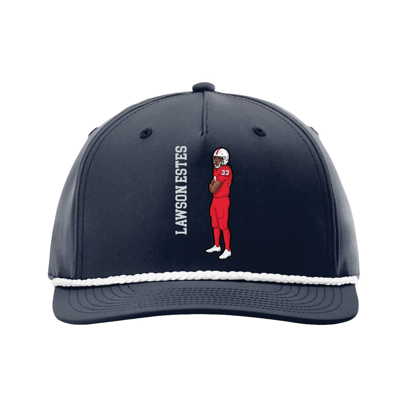 Five-Panel Classic Rope Cap — Name Vertical in Navy
