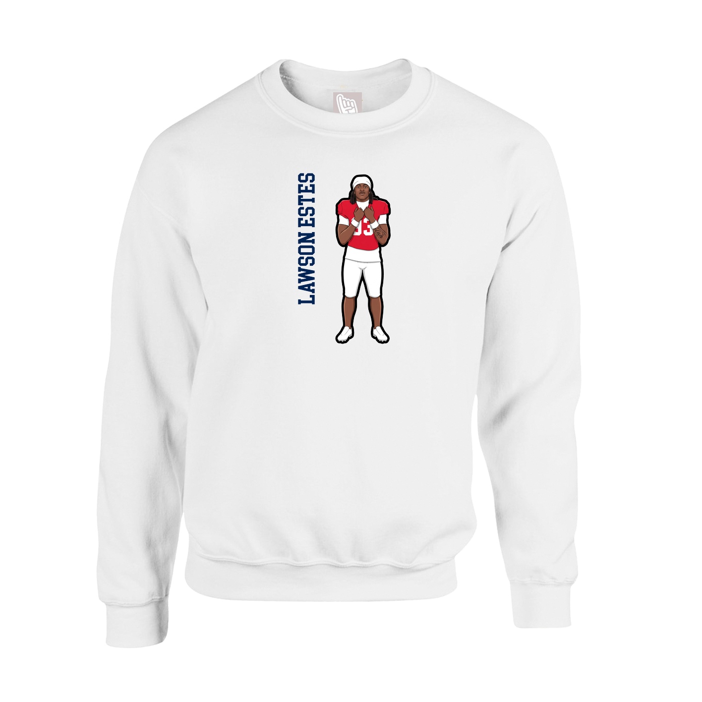 Fleece Crew — Name Vertical in White