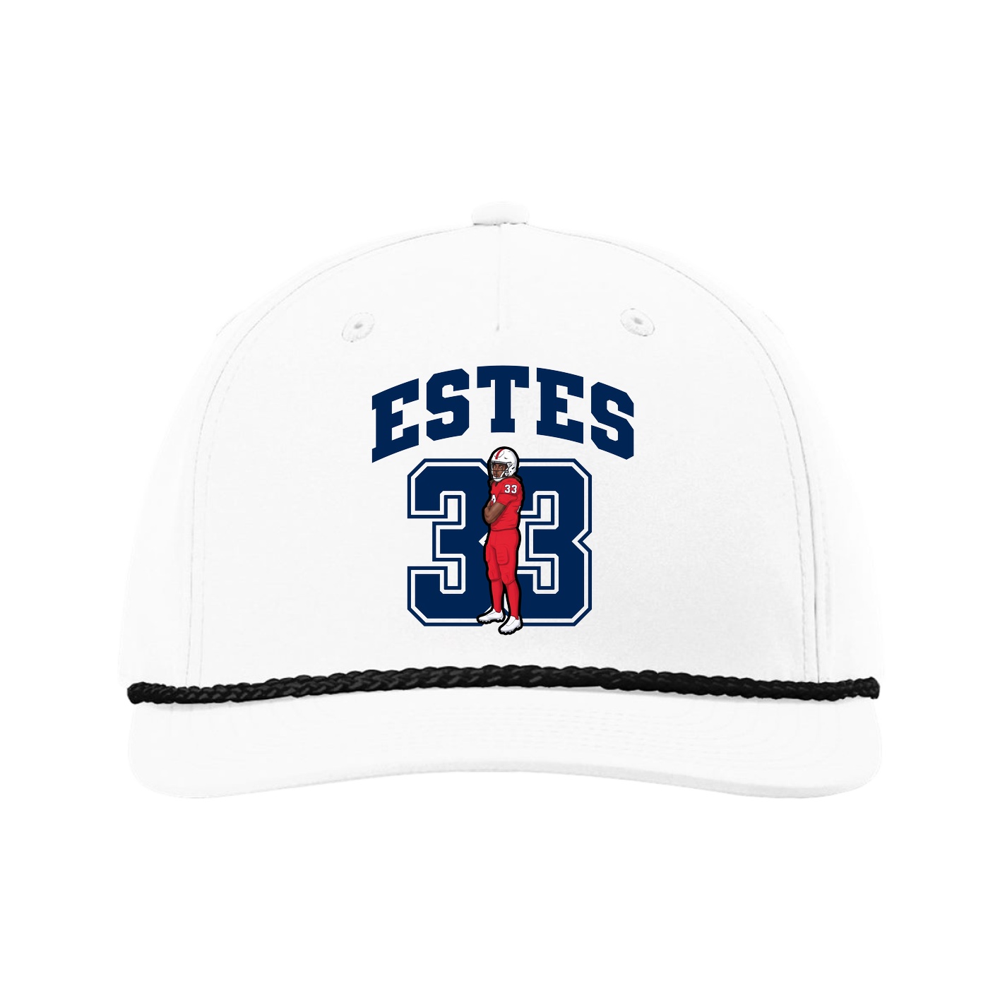 Five-Panel Classic Rope Cap — Number in White