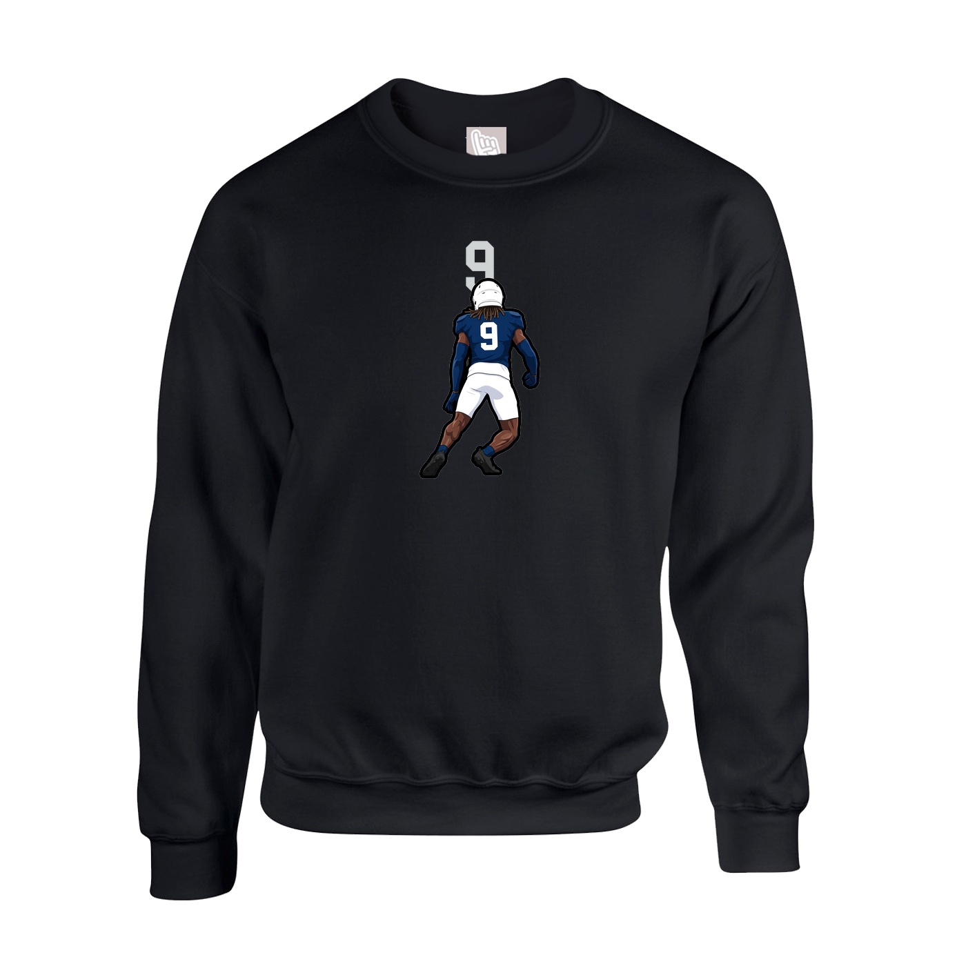 Fleece Crew — Number Top in Black