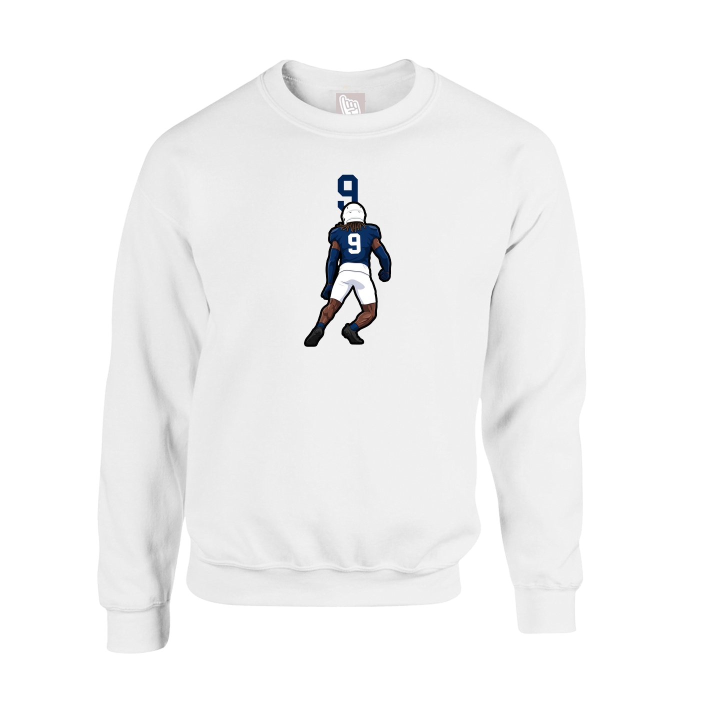 Fleece Crew — Number Top in White