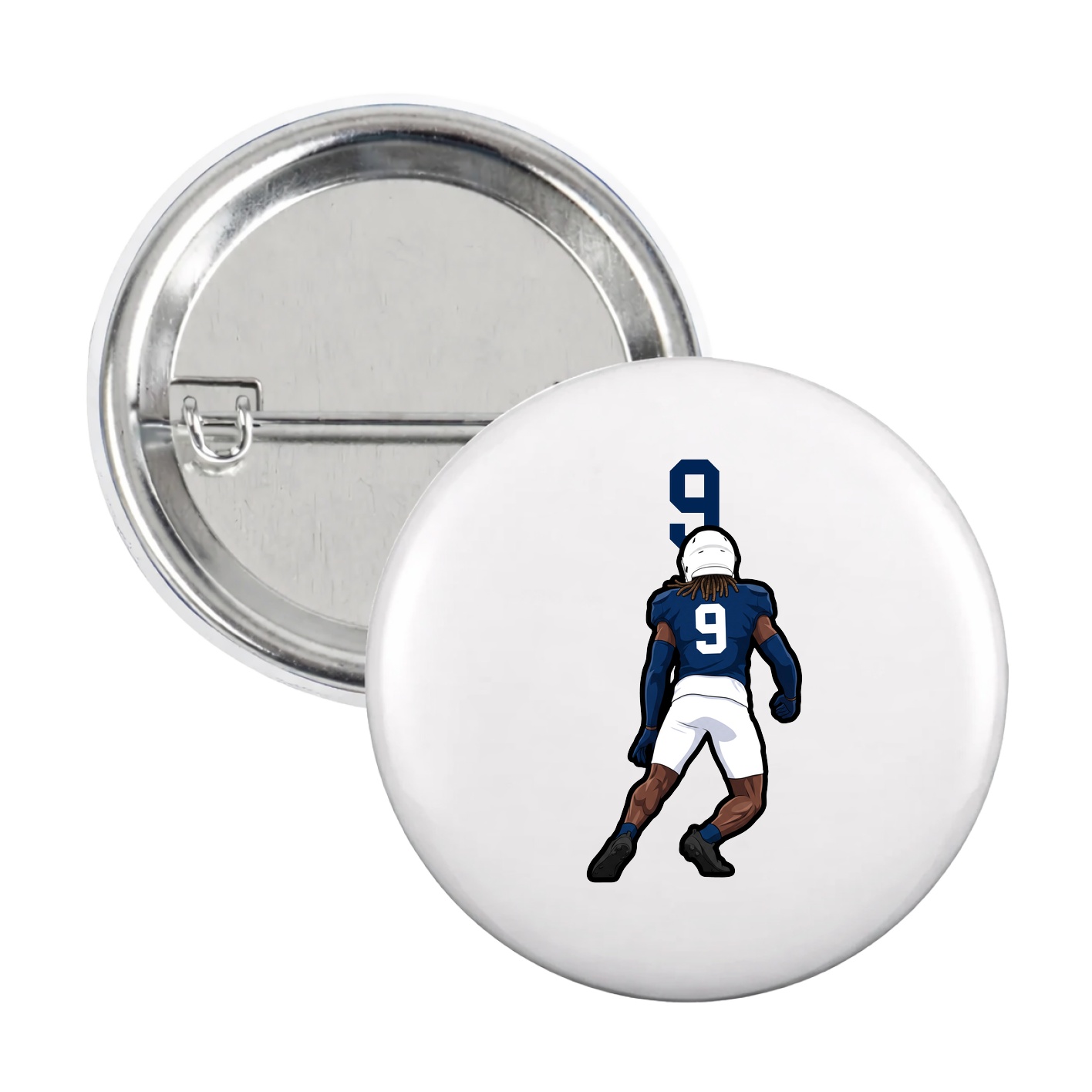 Game Day Button — Number Top in White