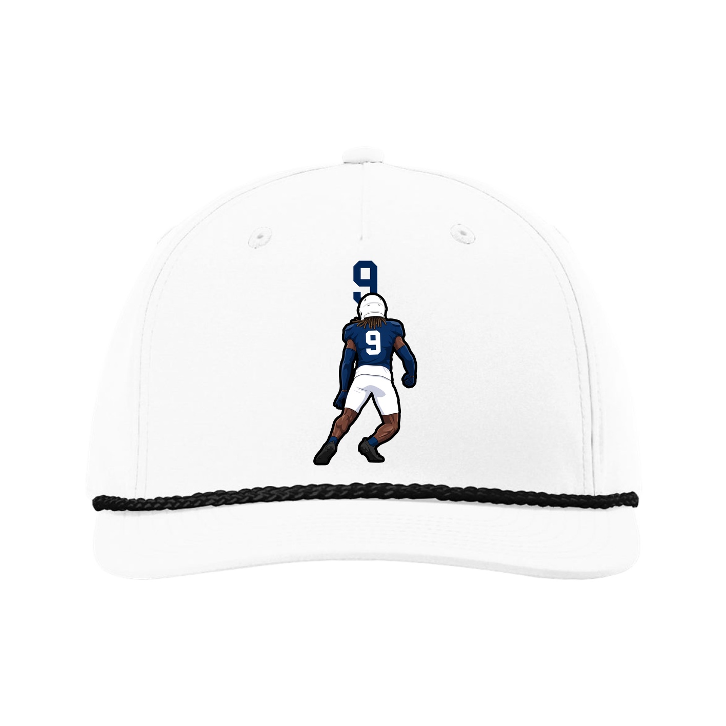 Five-Panel Classic Rope Cap — Number Top in White