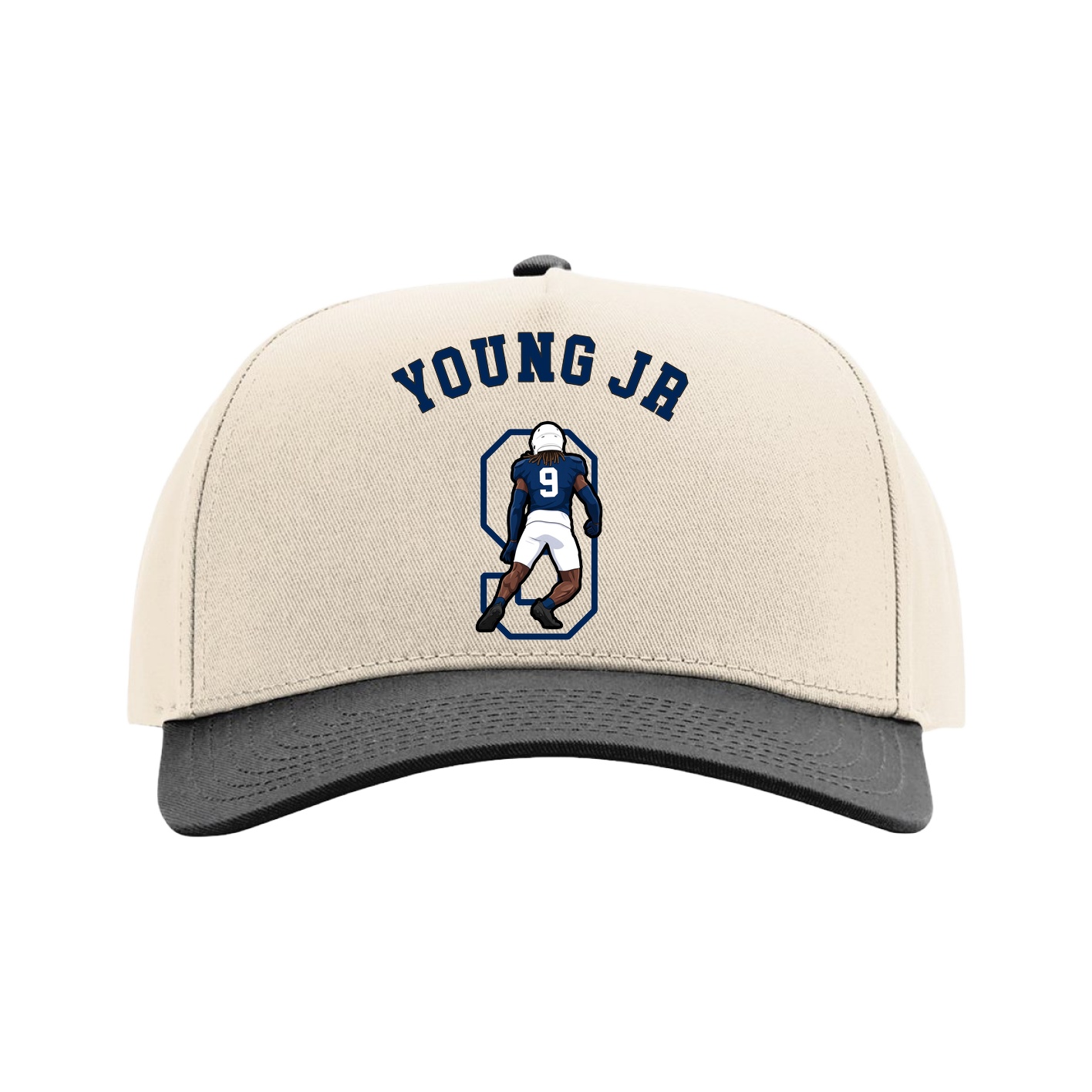 Full Fabric Five-Panel Champ Cap — Shirsey Arch in Cream/Black