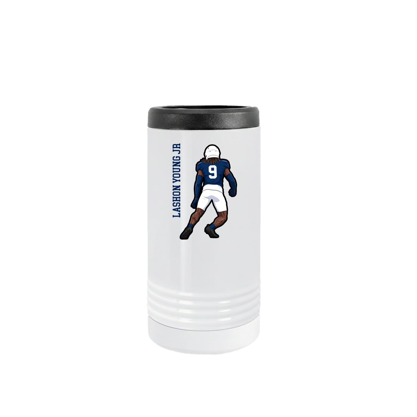 Slim Beverage Holder — Name Vertical in White