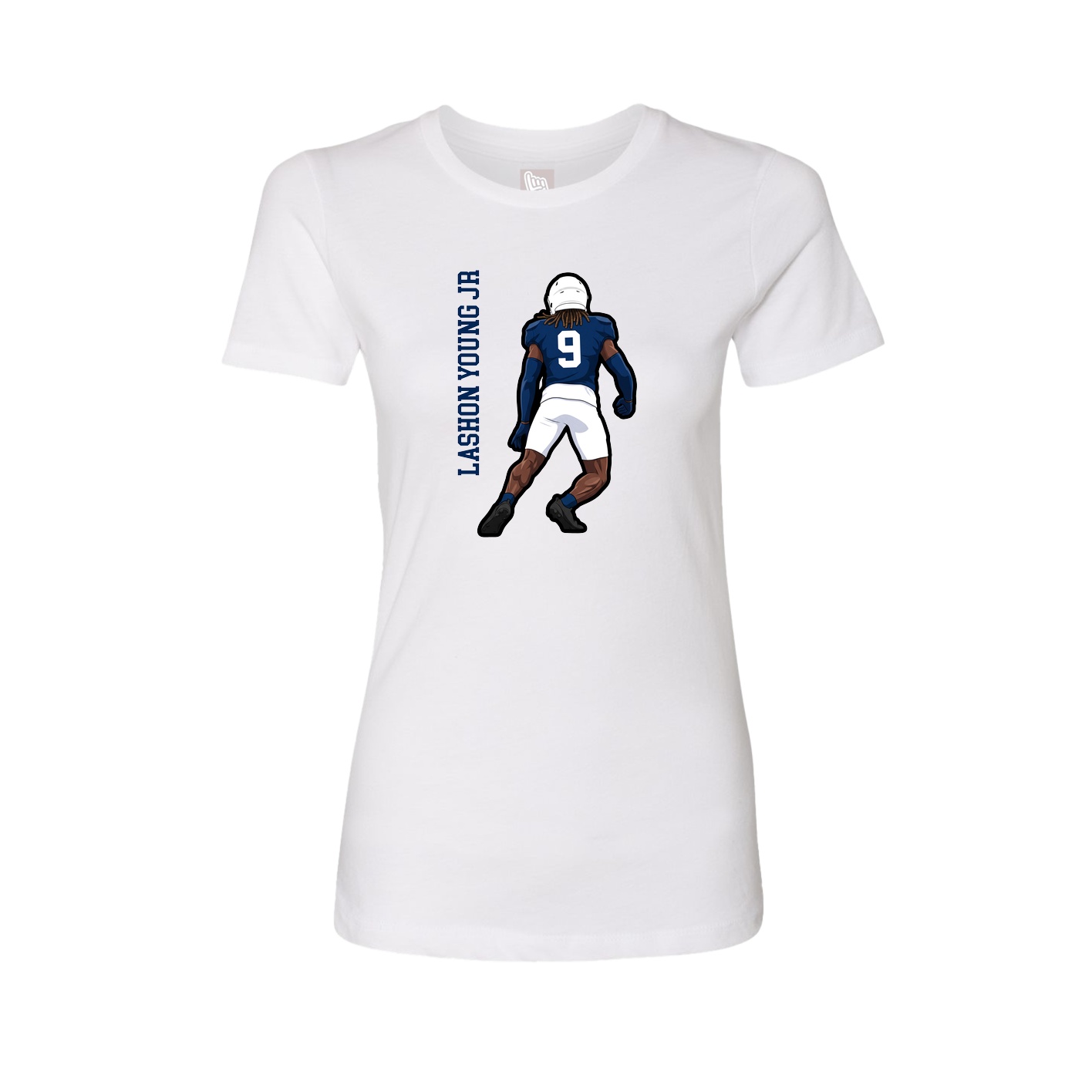 Womens Tee — Name Vertical in White