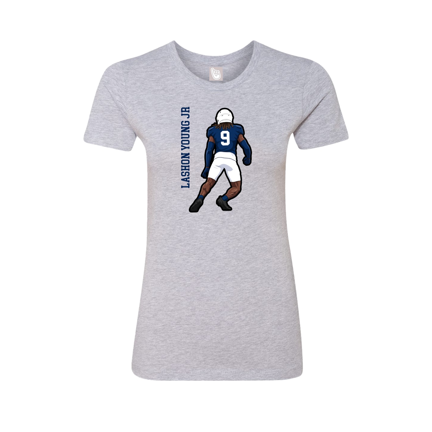 Womens Tee — Name Vertical in Grey