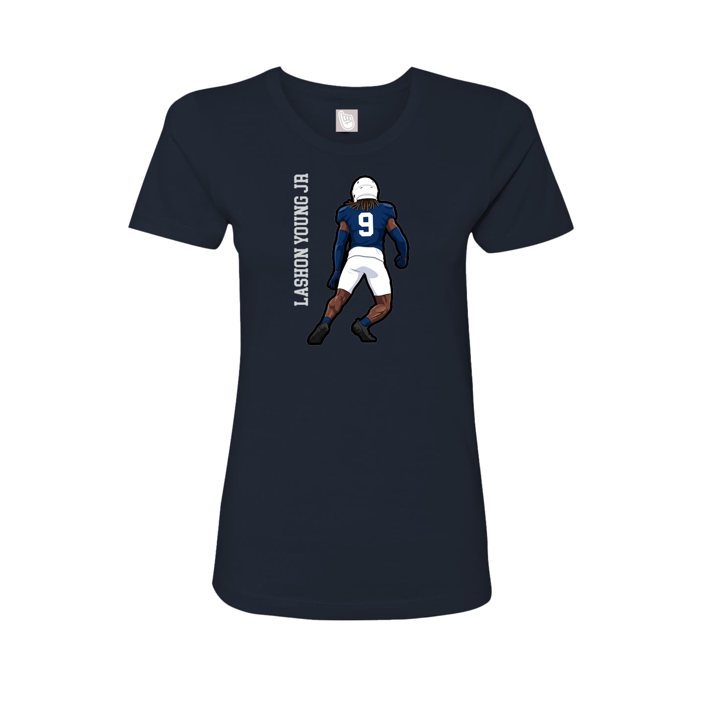 Fitted Women's Tee — Name Vertical in Navy
