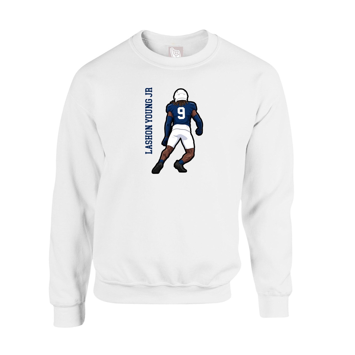 Fleece Crew — Name Vertical in White