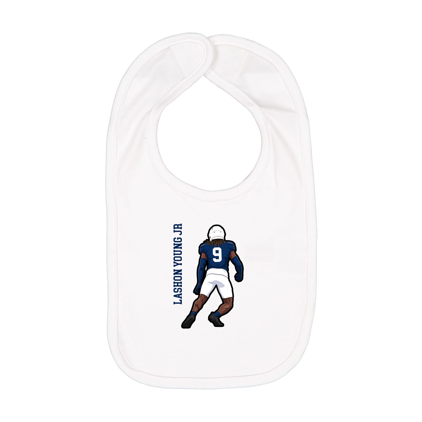 Infant Bib — Name Vertical in White