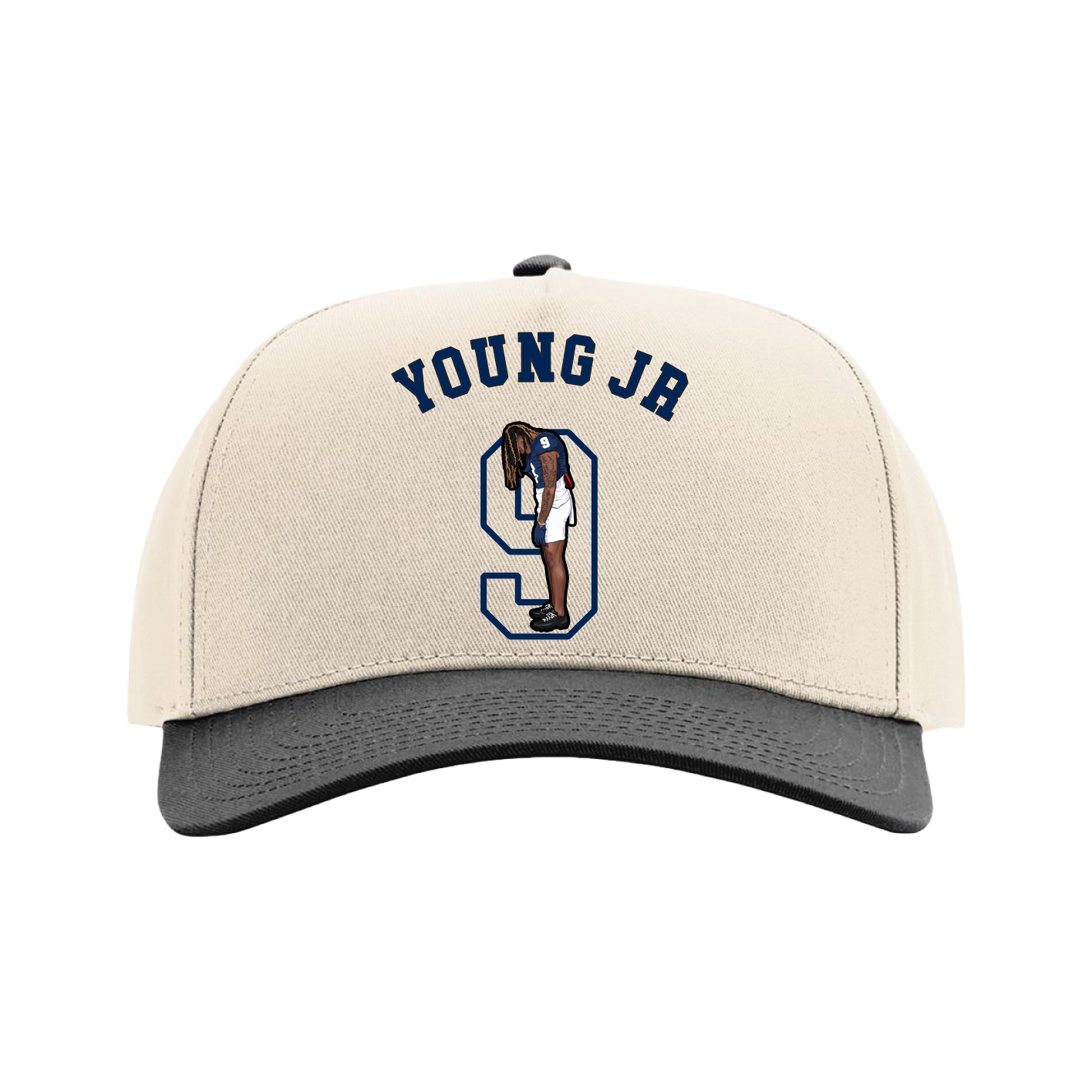 Full Fabric Five-Panel Champ Cap — Shirsey Arch in Cream/Black