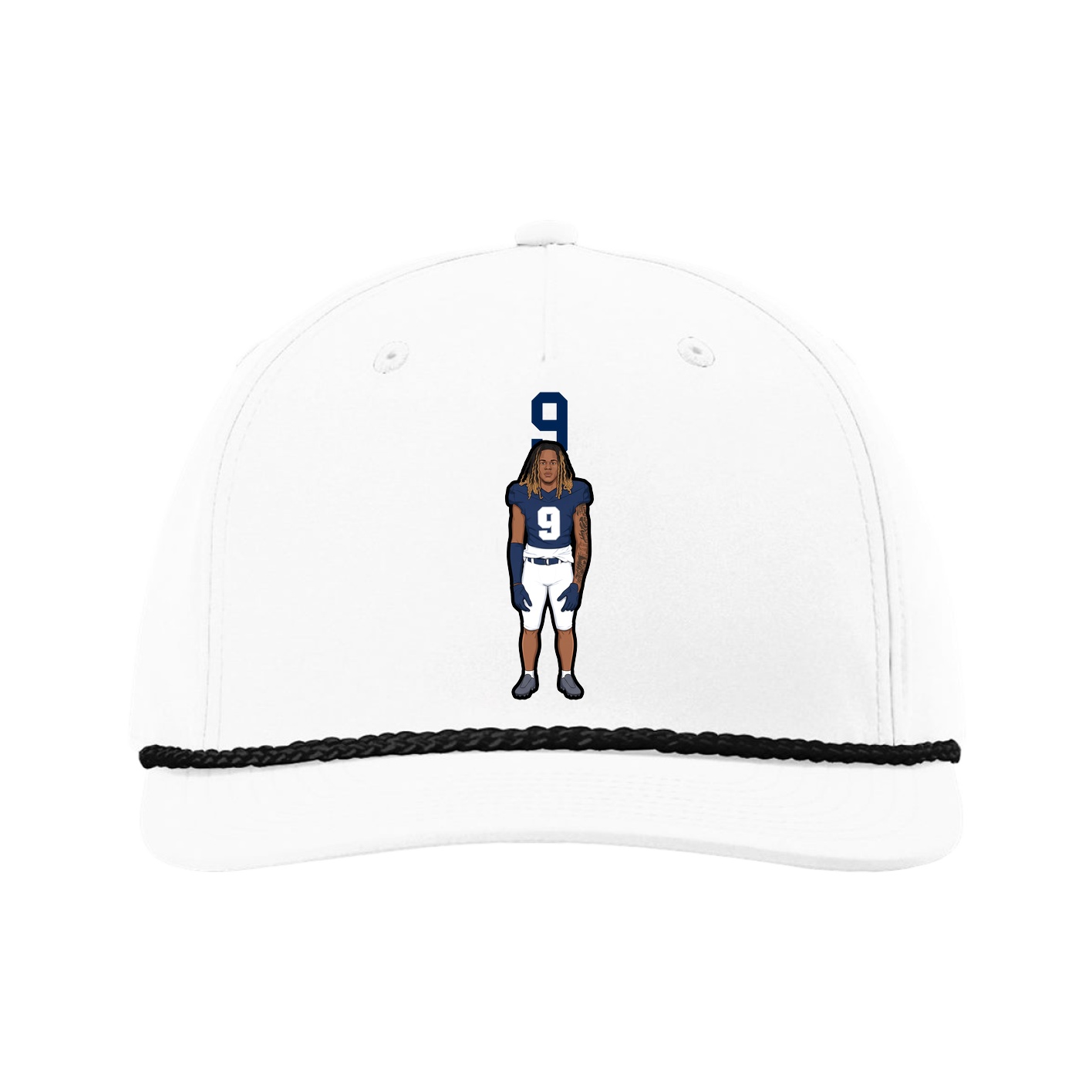 Five-Panel Classic Rope Cap — Number Top in White