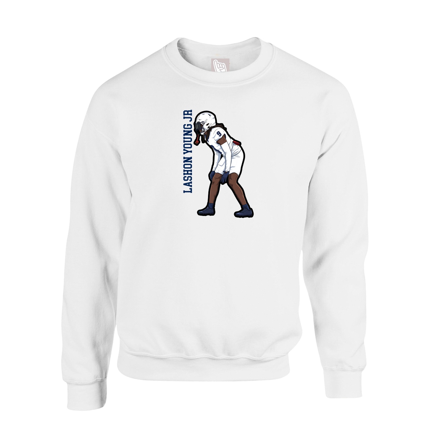 Fleece Crew — Name Vertical in White
