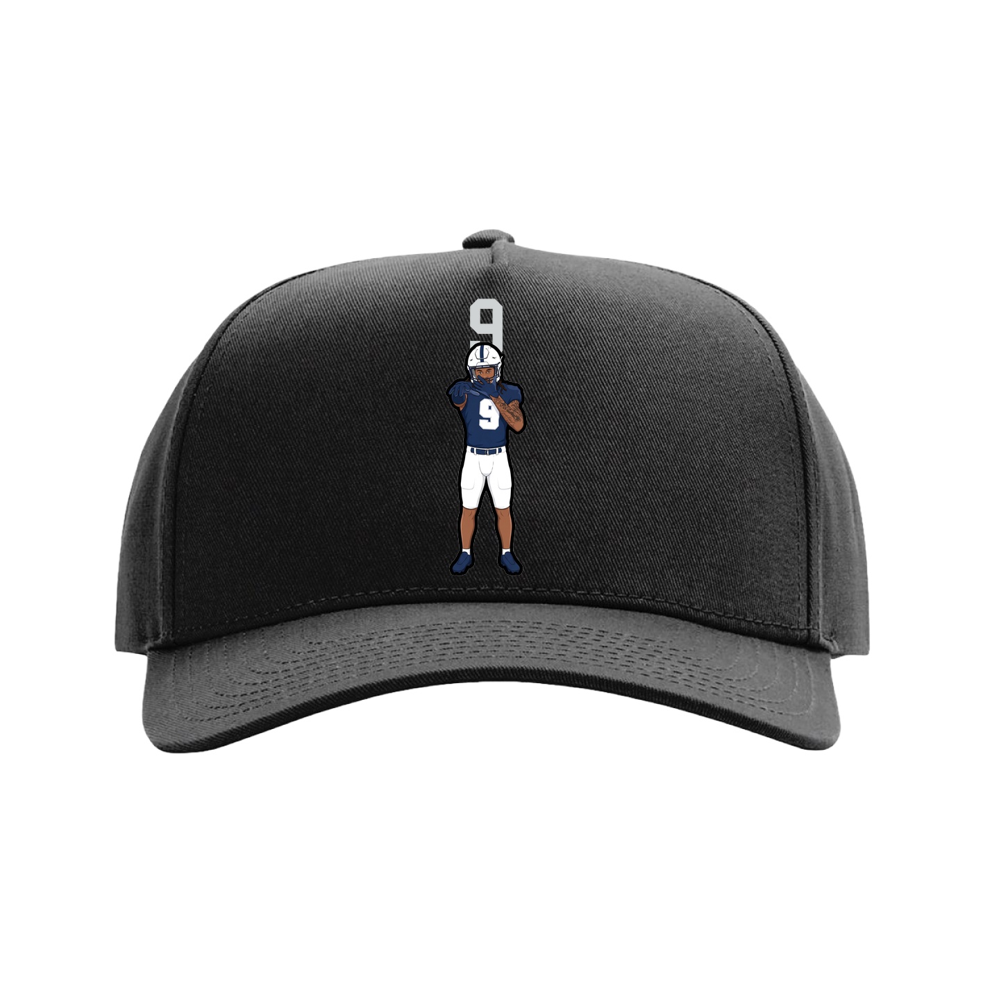 Full Fabric Five-Panel Champ Cap — Number Top in Black