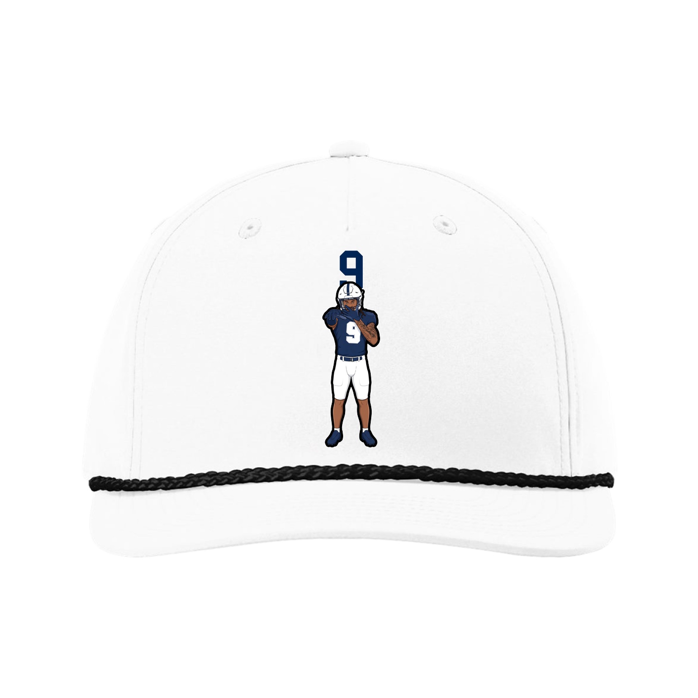 Five-Panel Classic Rope Cap — Number Top in White