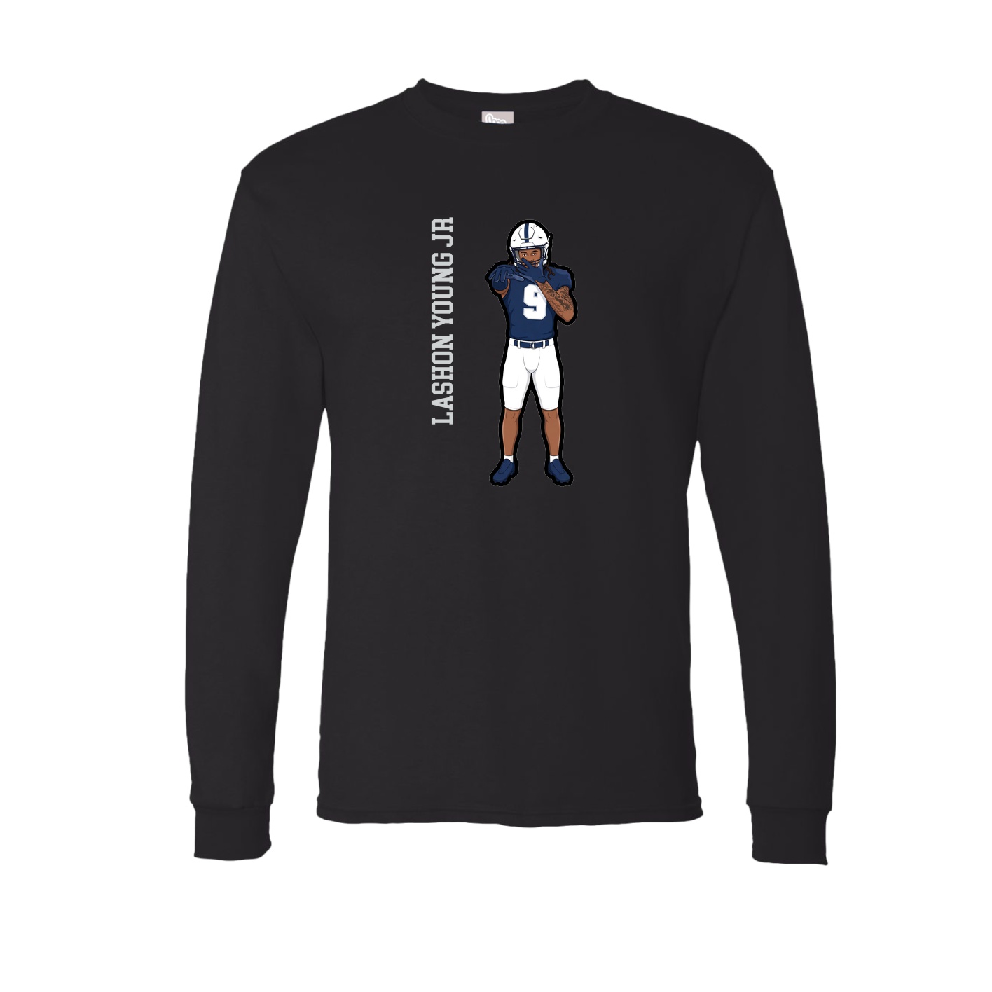 Long Sleeve Tee — Name Vertical in Black