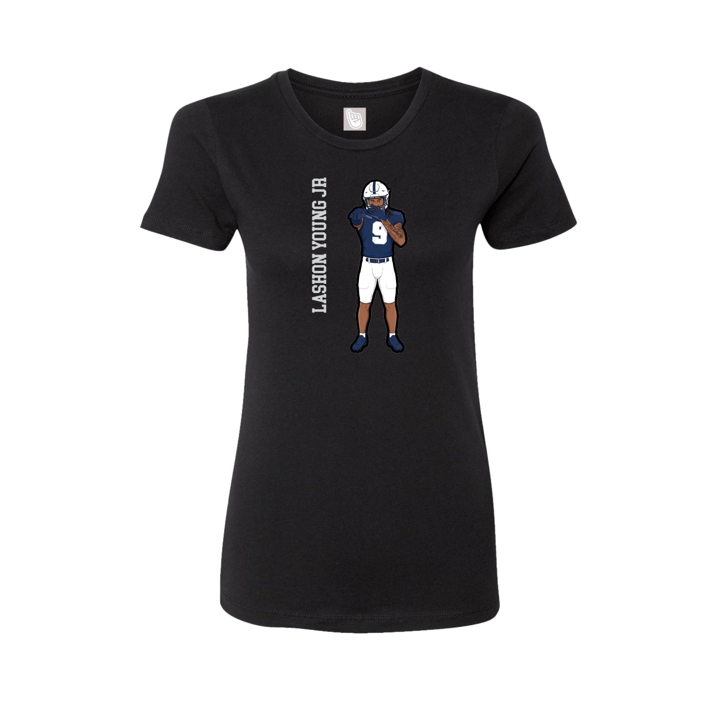 Womens Tee — Name Vertical in Black