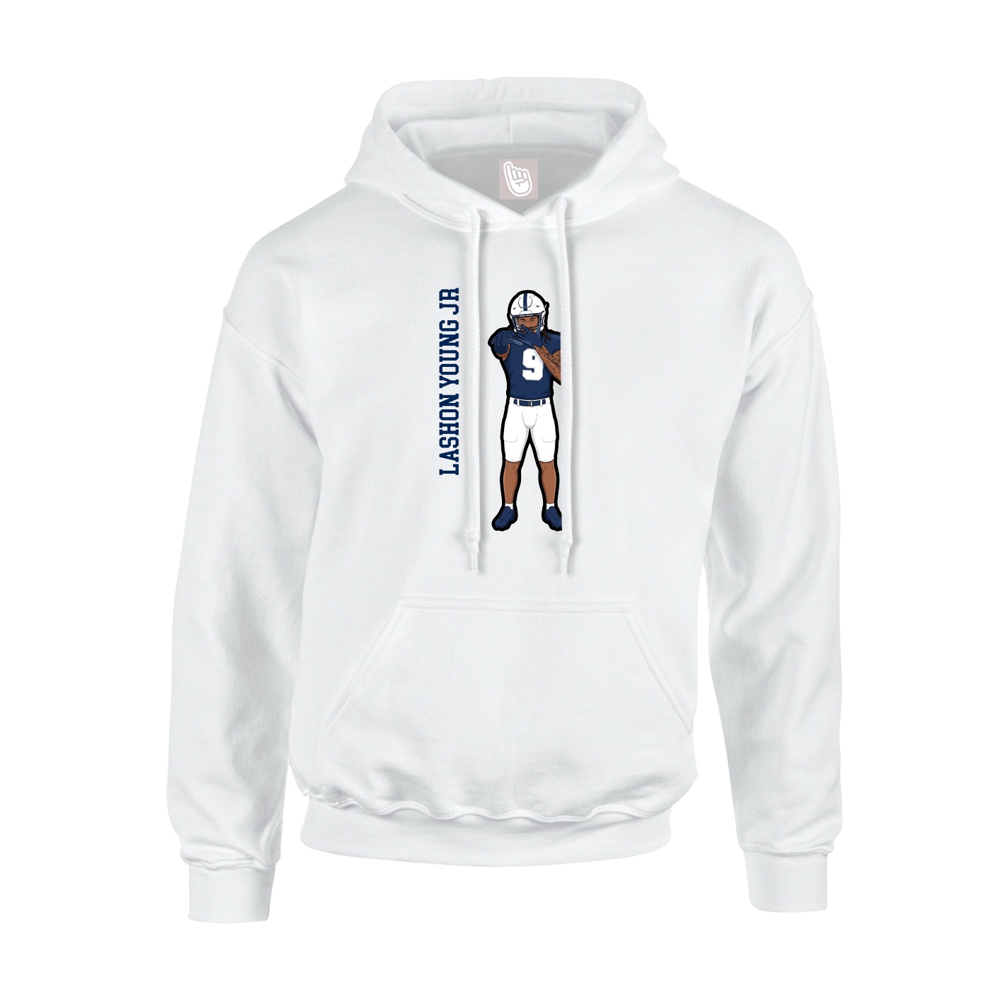 Youth Hoodie — Name Vertical in White
