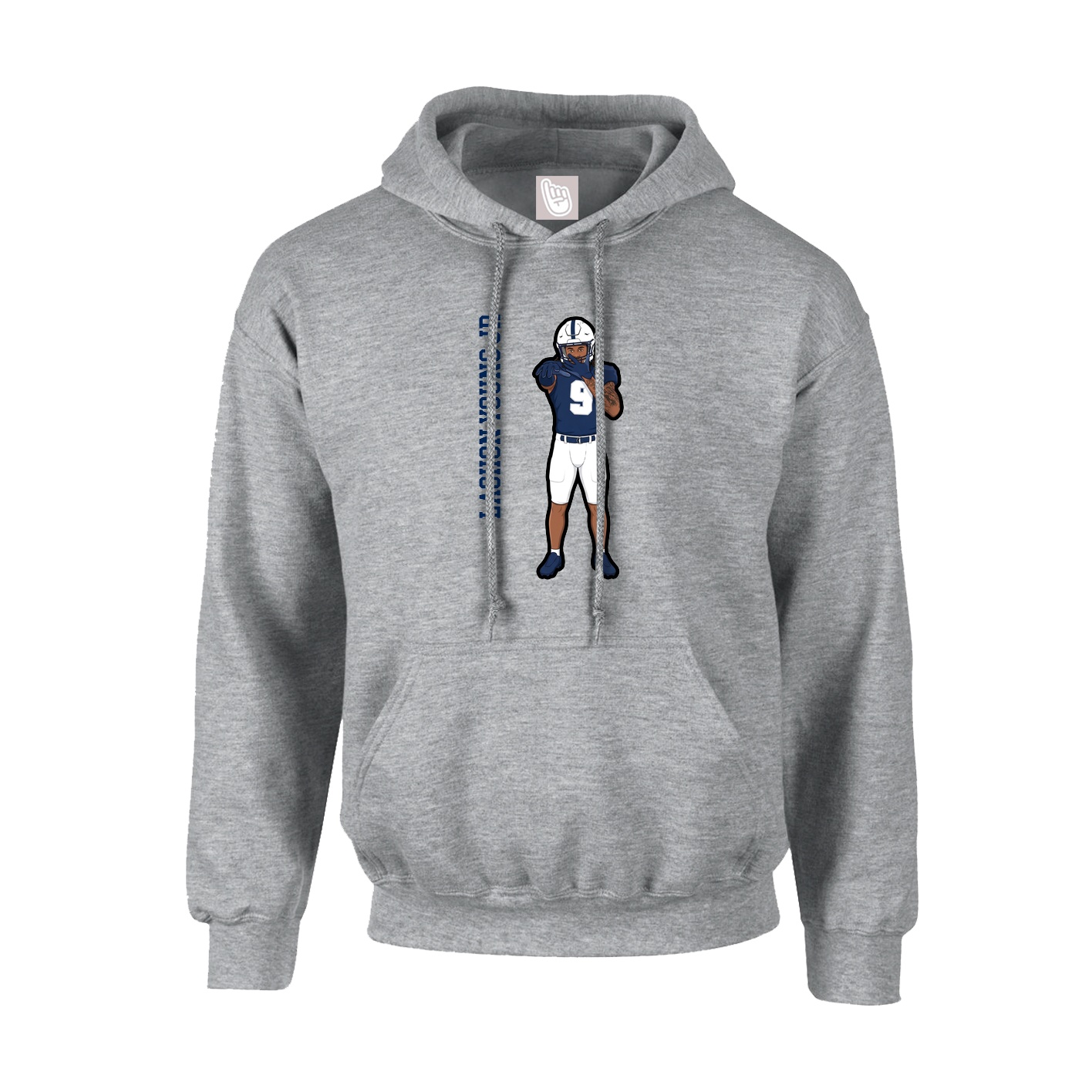 Youth Hoodie — Name Vertical in Grey