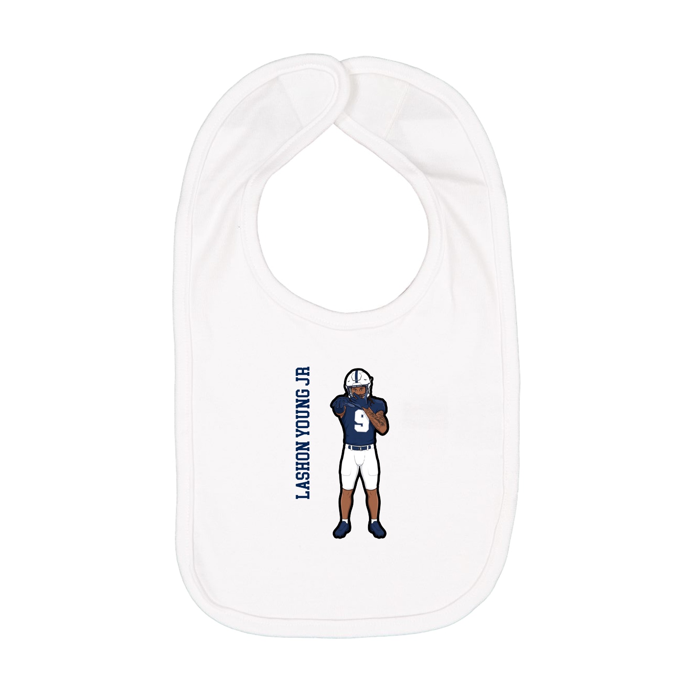 Infant Bib — Name Vertical in White