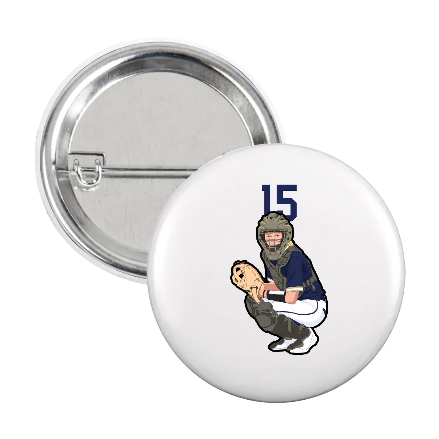 Game Day Button — Number Top in White