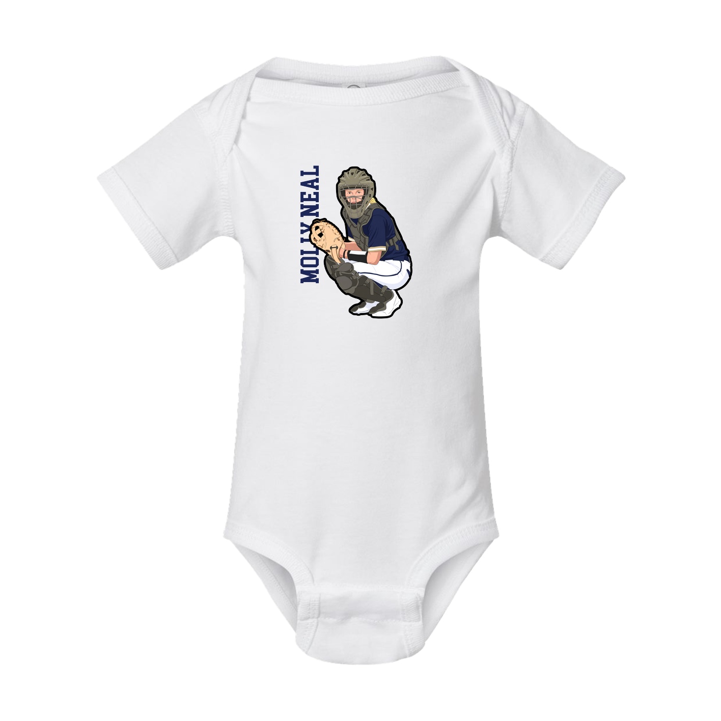 Baby Onesie — Name Vertical in White