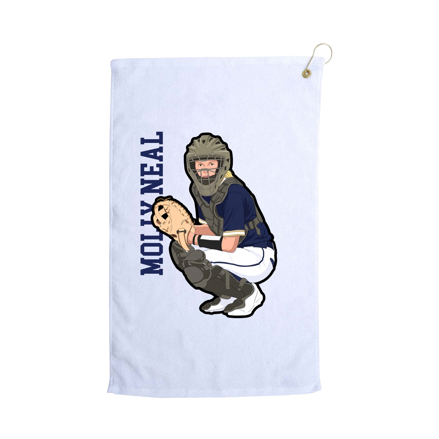 Golf Towel — Name Vertical in White