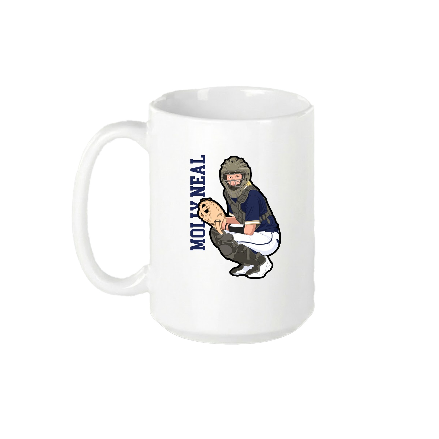 15oz Coffee Mug — Name Vertical in White