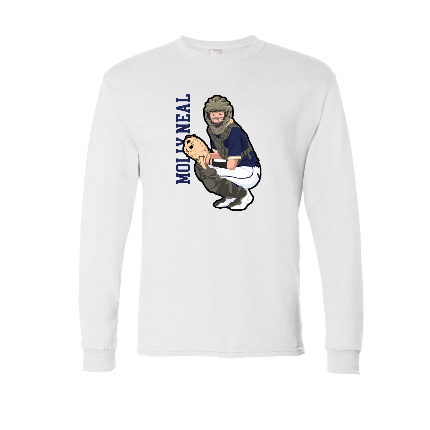 Long Sleeve Tee — Name Vertical in White