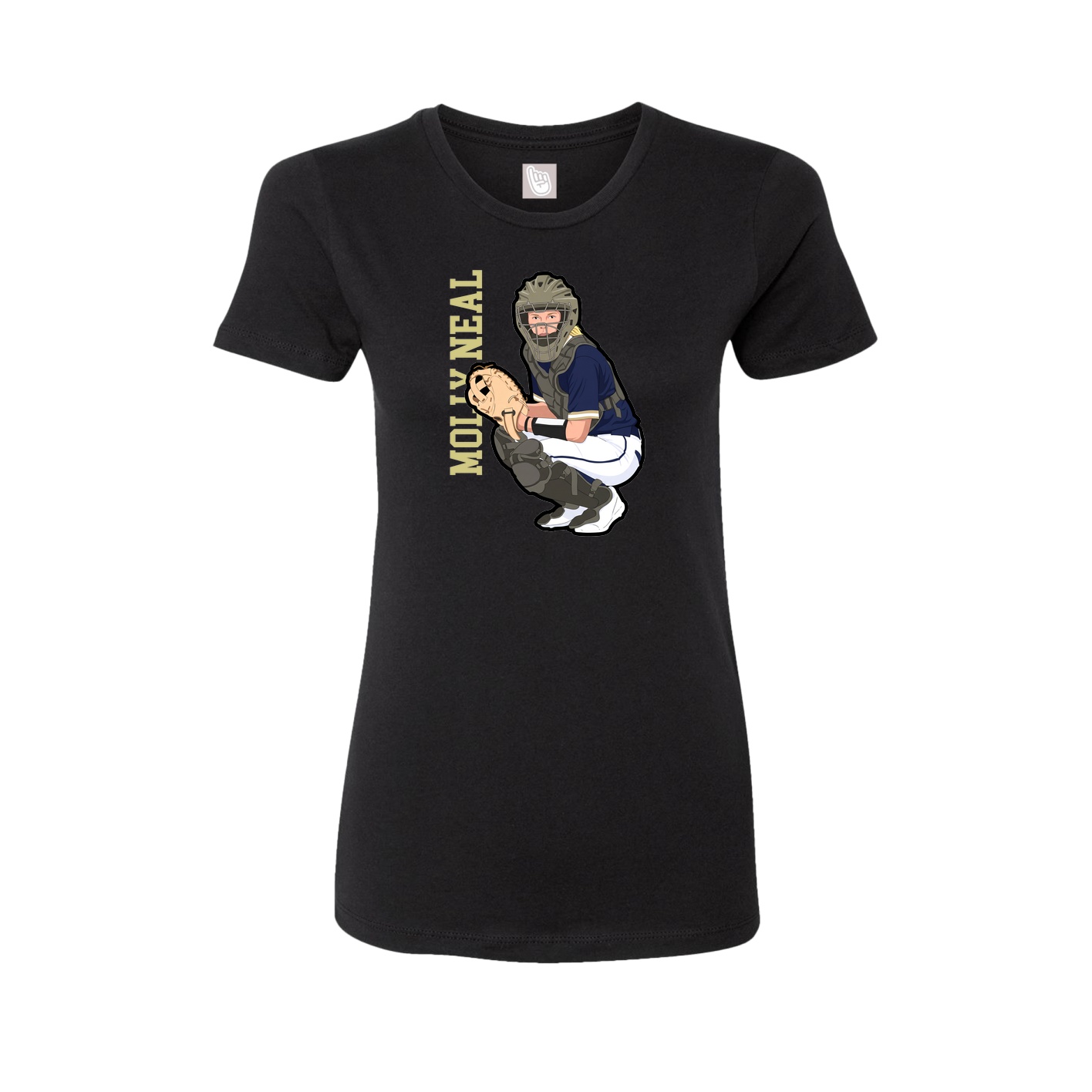 Fitted Women's Tee — Name Vertical in Black