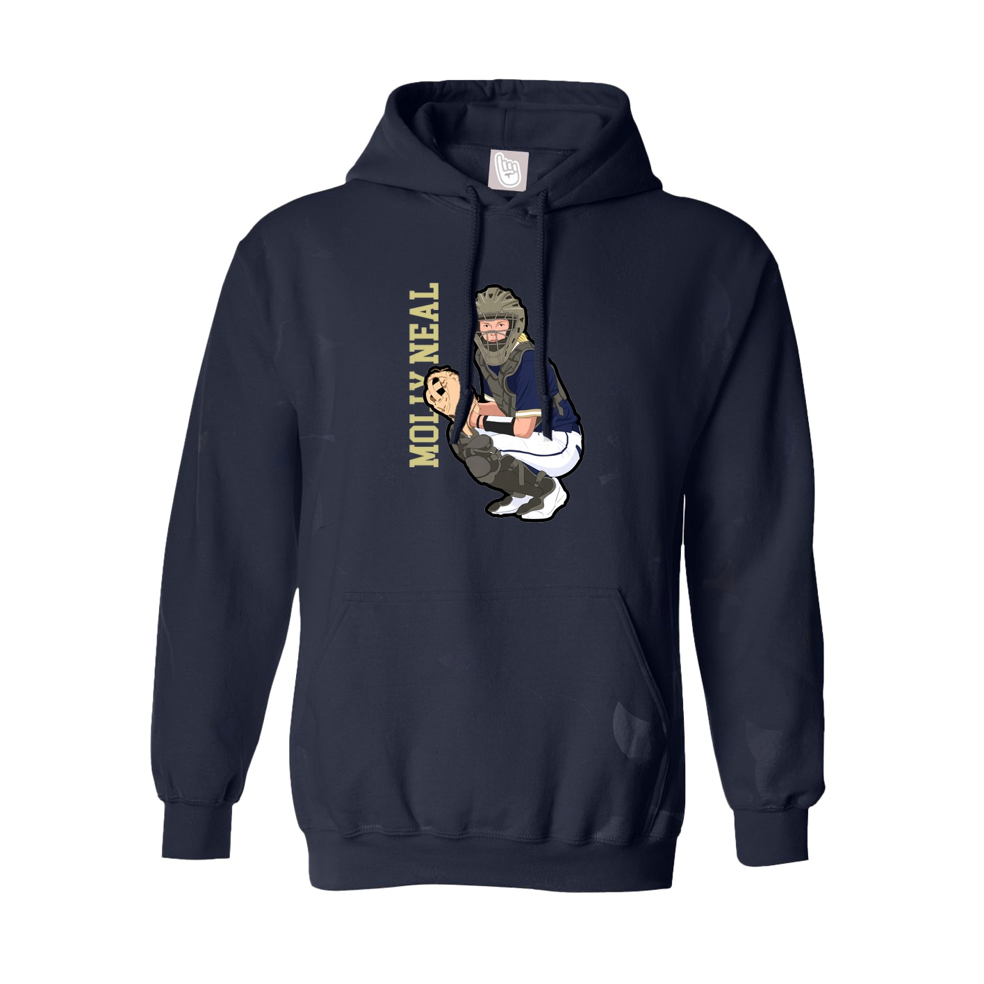Hoodie — Name Vertical in Navy
