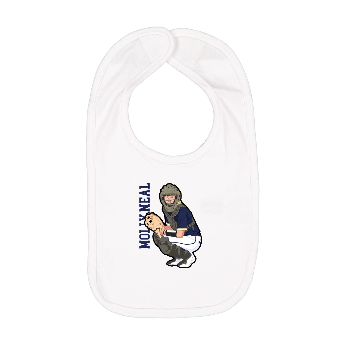 Infant Bib — Name Vertical in White