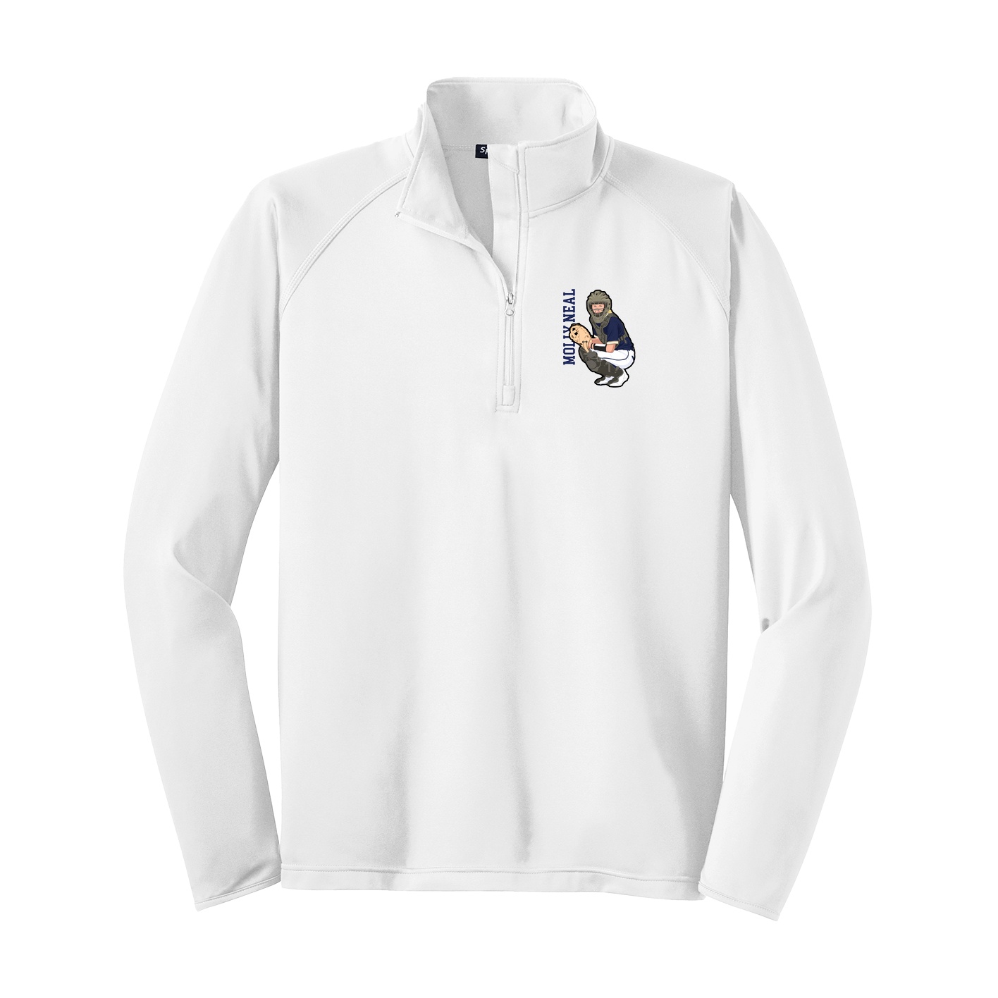 Q-Zip Pullover — Name Vertical in White