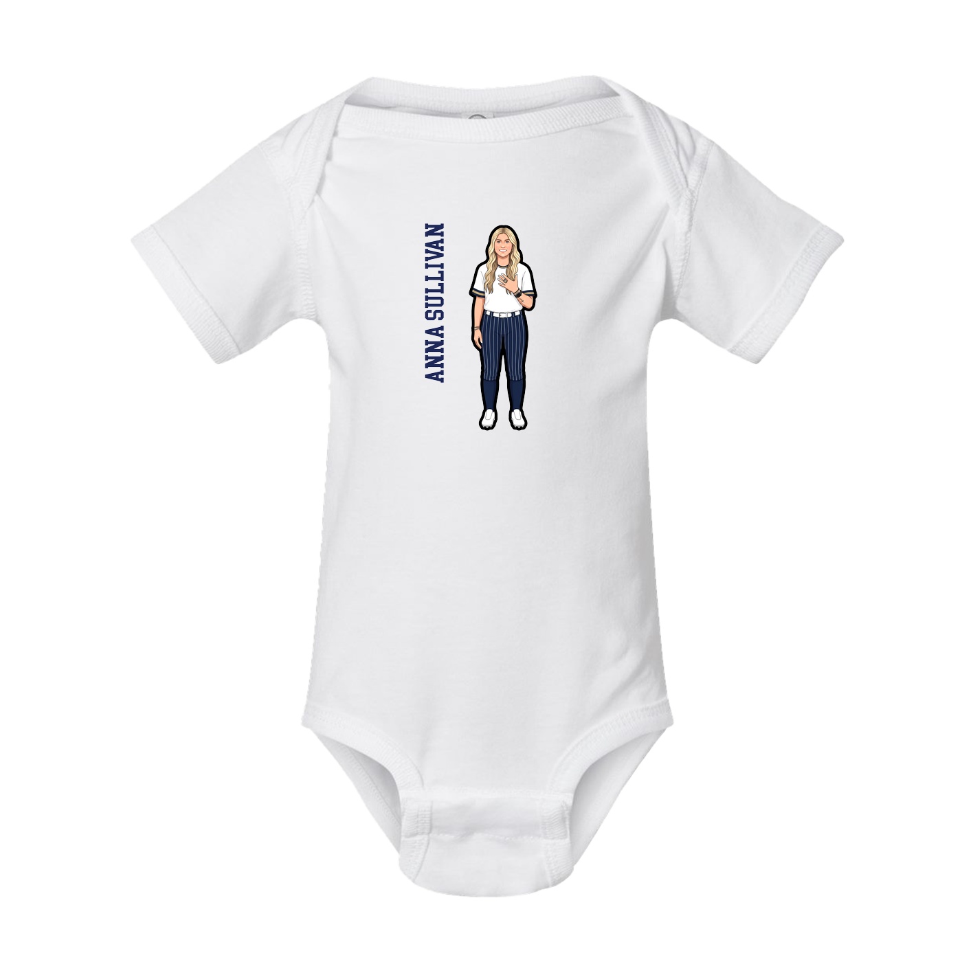 Baby Onesie — Name Vertical in White