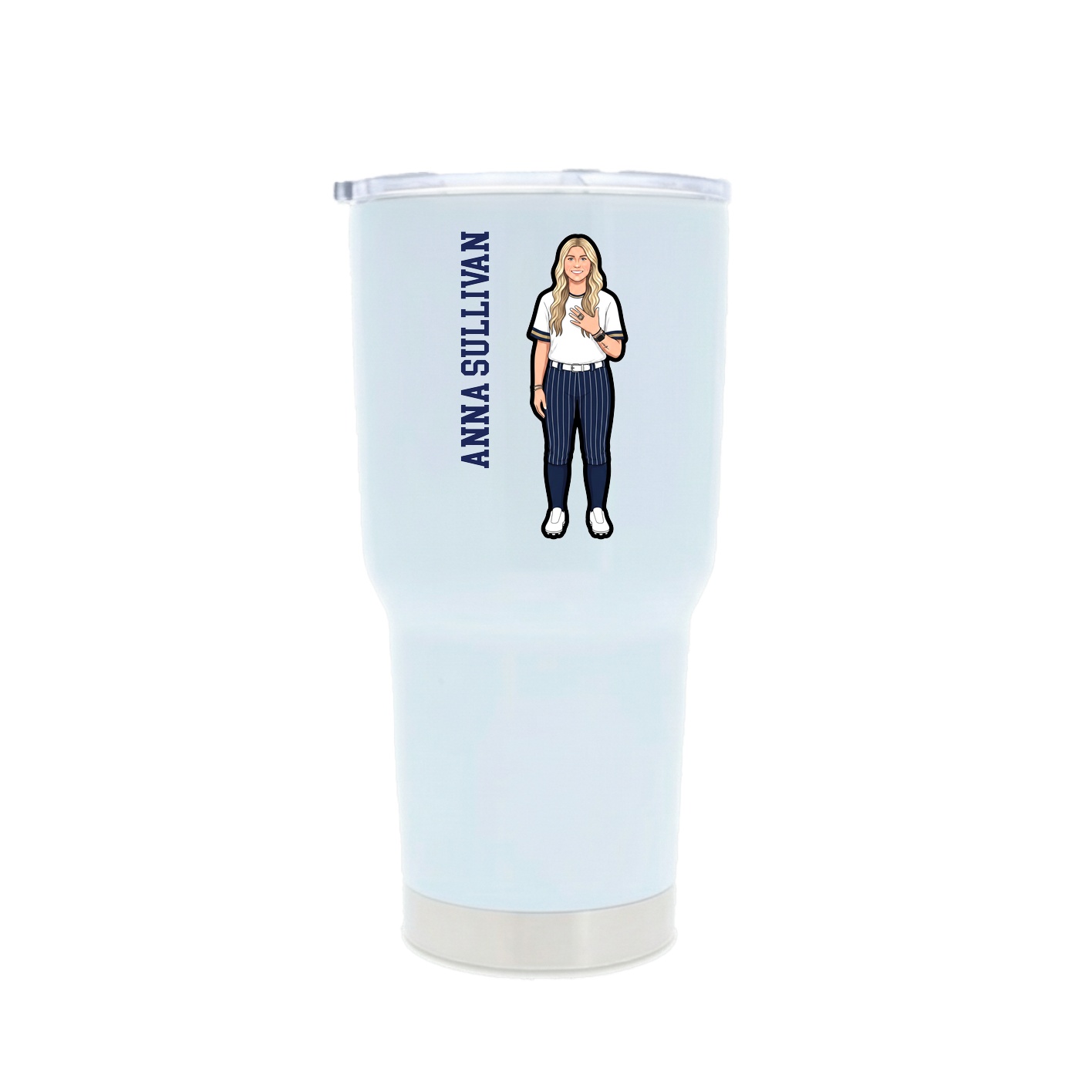 30oz Stainless Steel Tumbler — Name Vertical in White