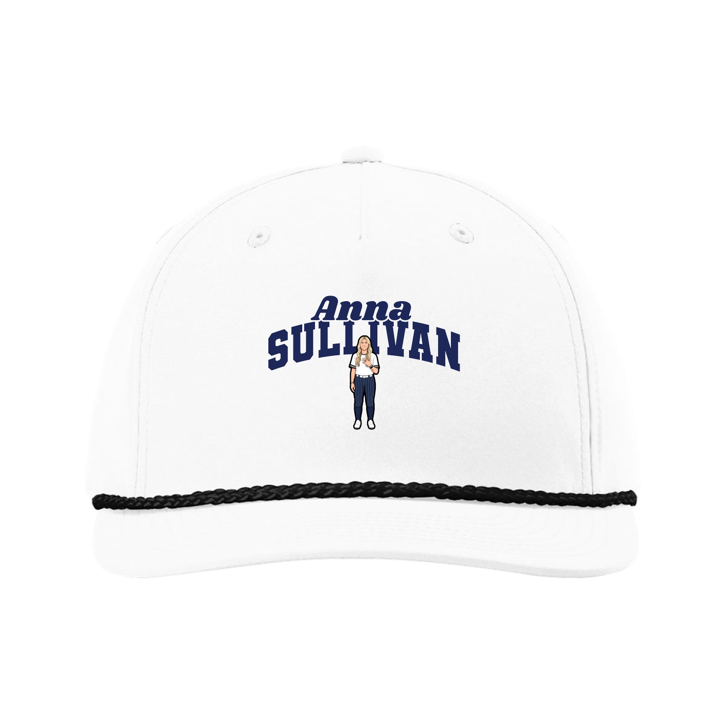 Five-Panel Classic Rope Cap — Signature Arch in White