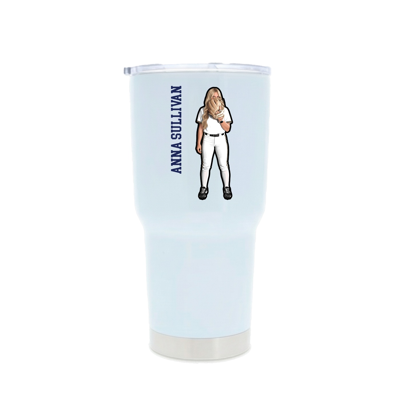 30oz Stainless Steel Tumbler — Name Vertical in White