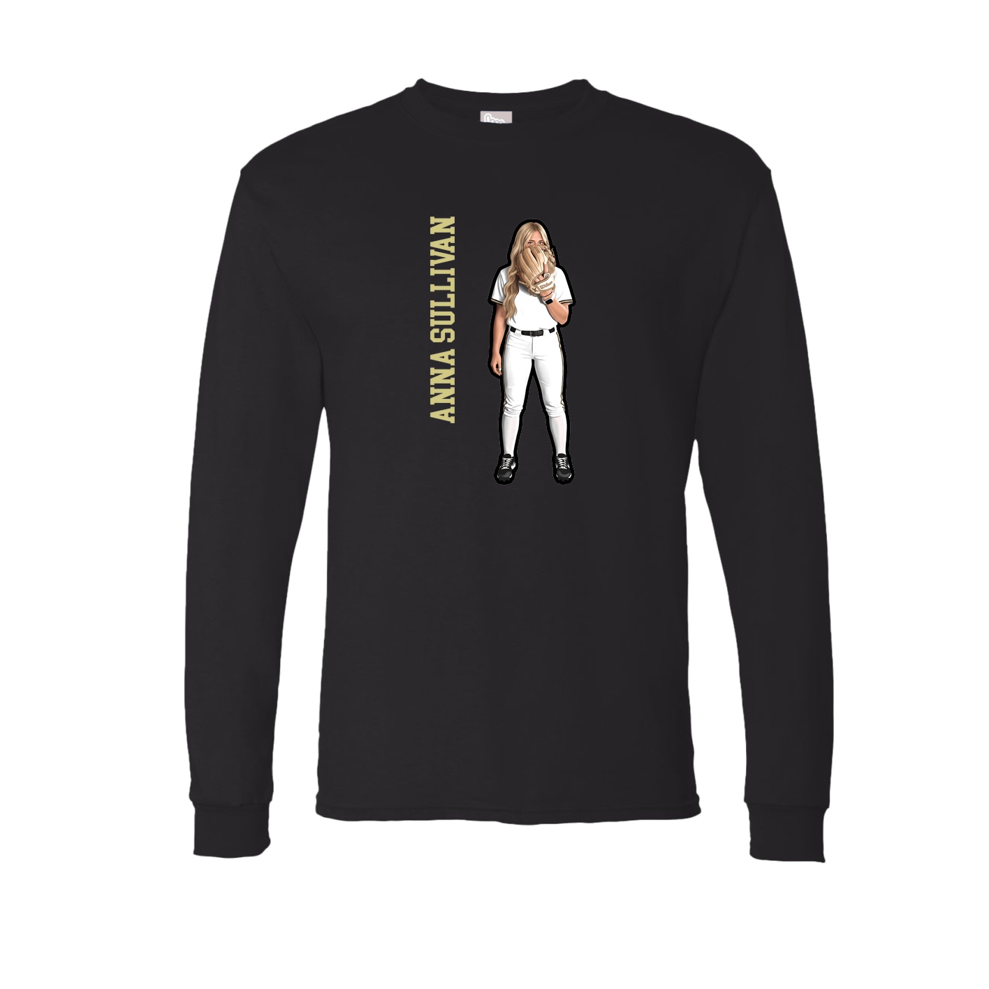 Long Sleeve Tee — Name Vertical in Black