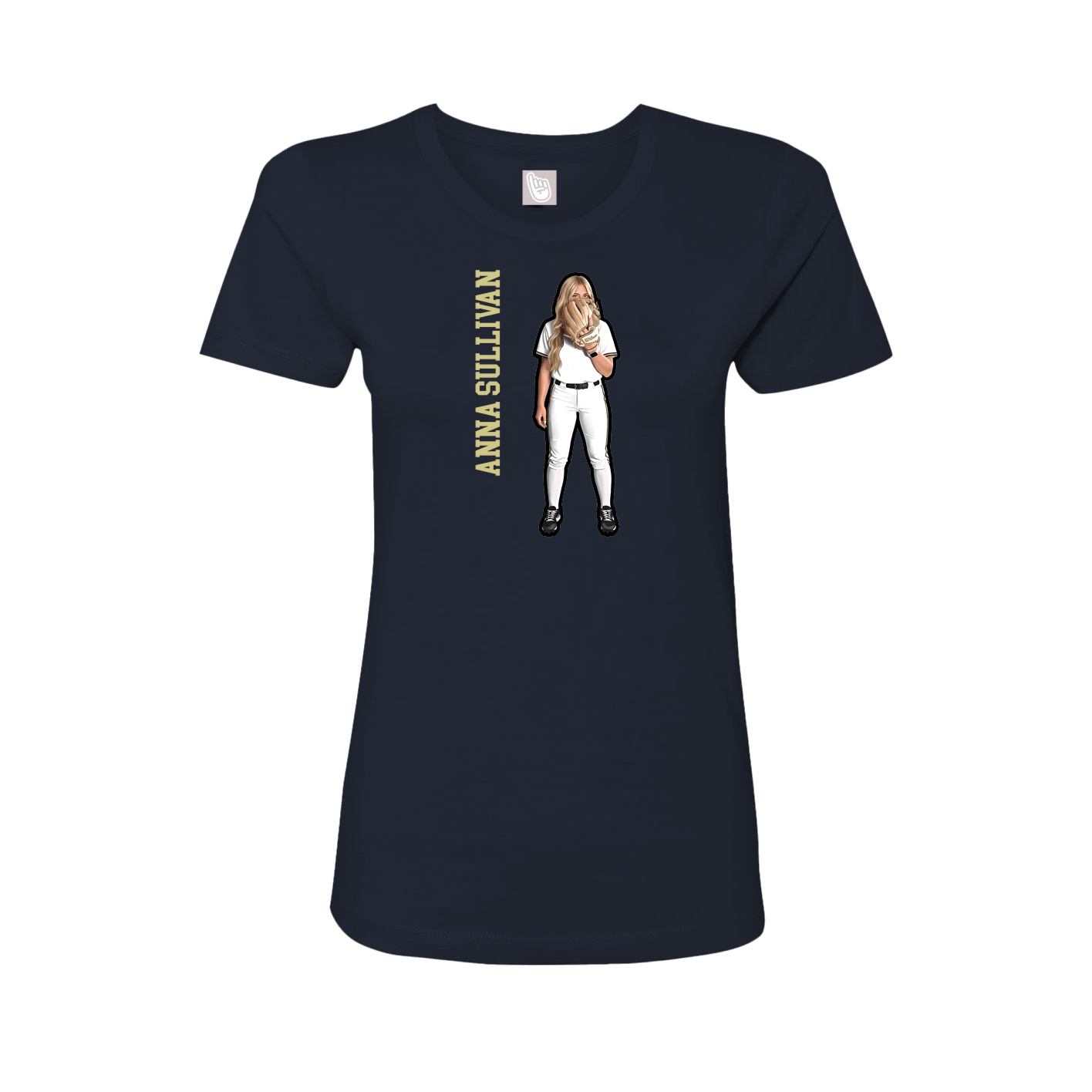 Fitted Women's Tee — Name Vertical in Navy