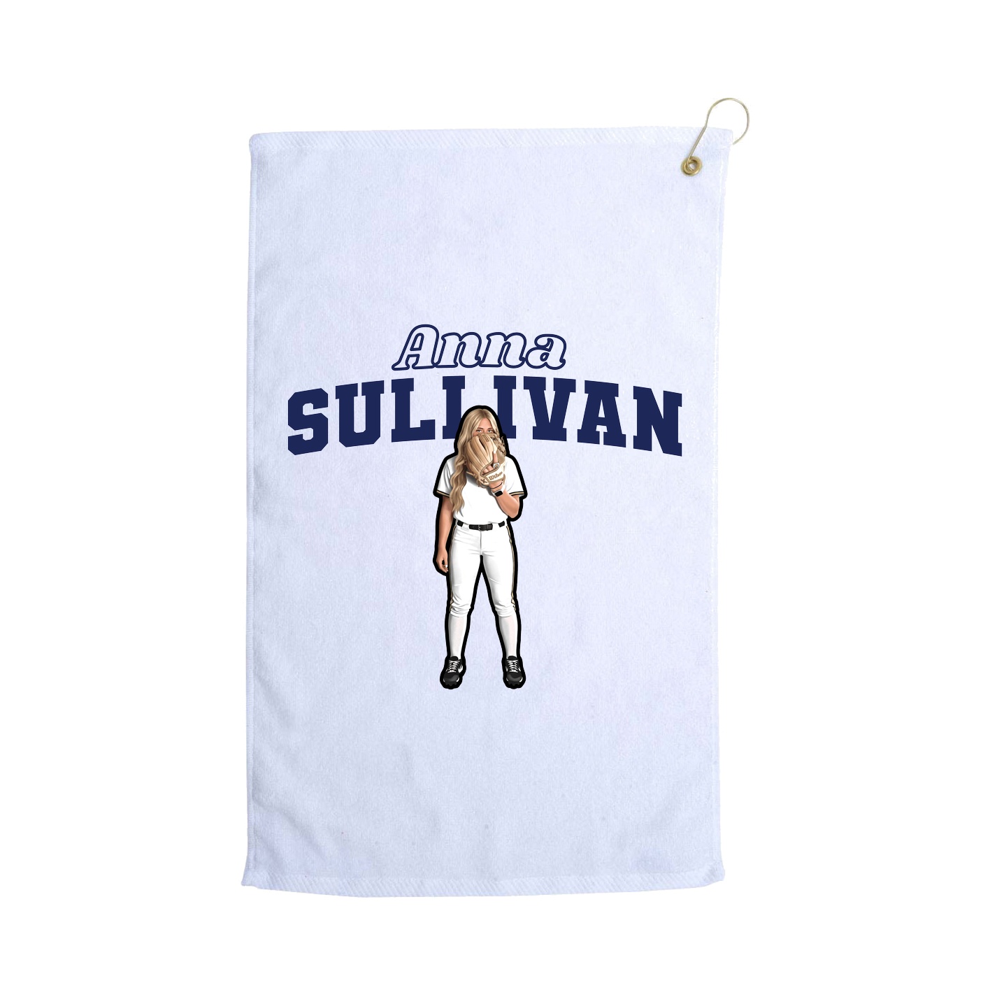 Golf Towel — Name Arch in White